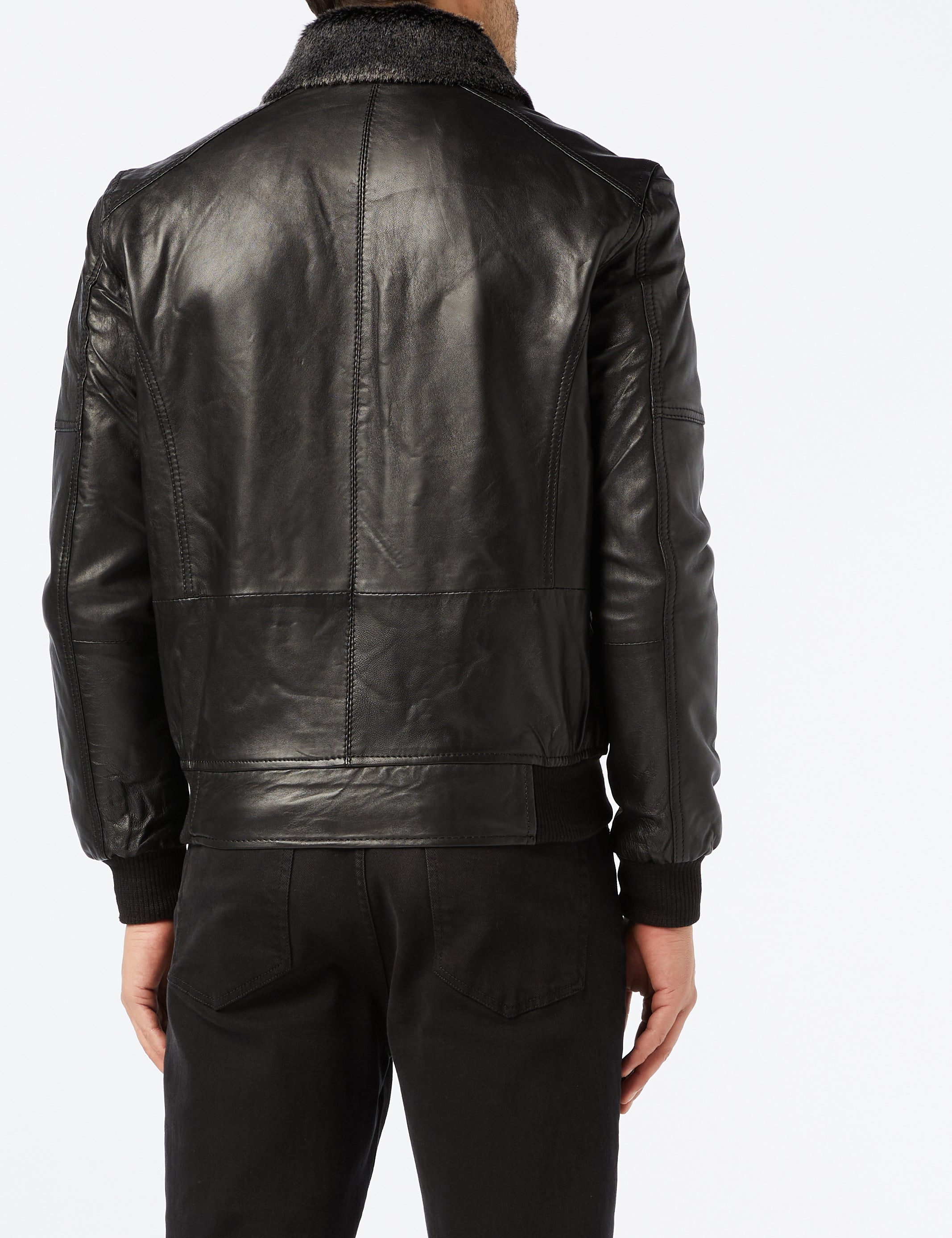 BOMBER EN CUIR AVEC FOURRURE