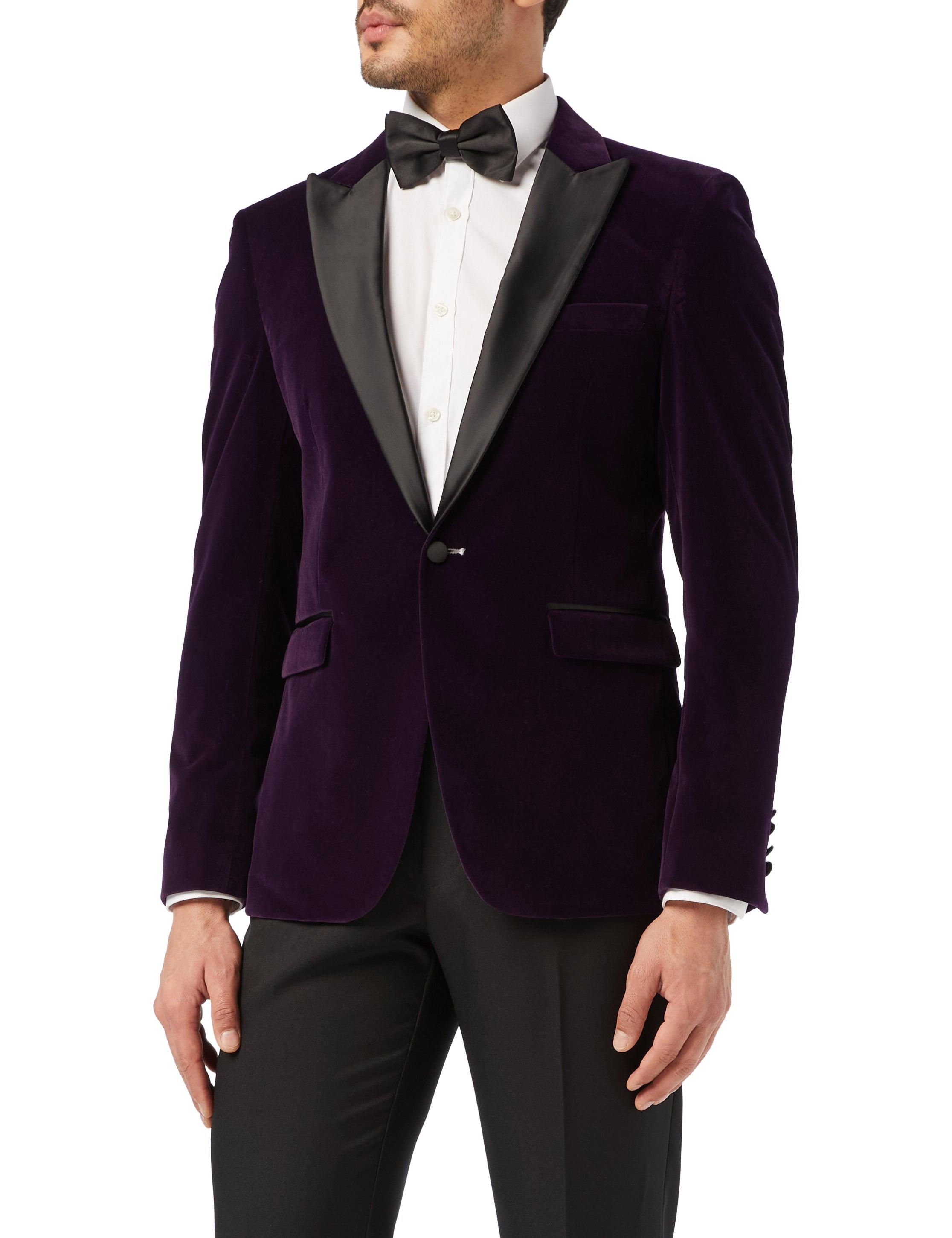 Purple Soft Velvet Tuxedo Jacket