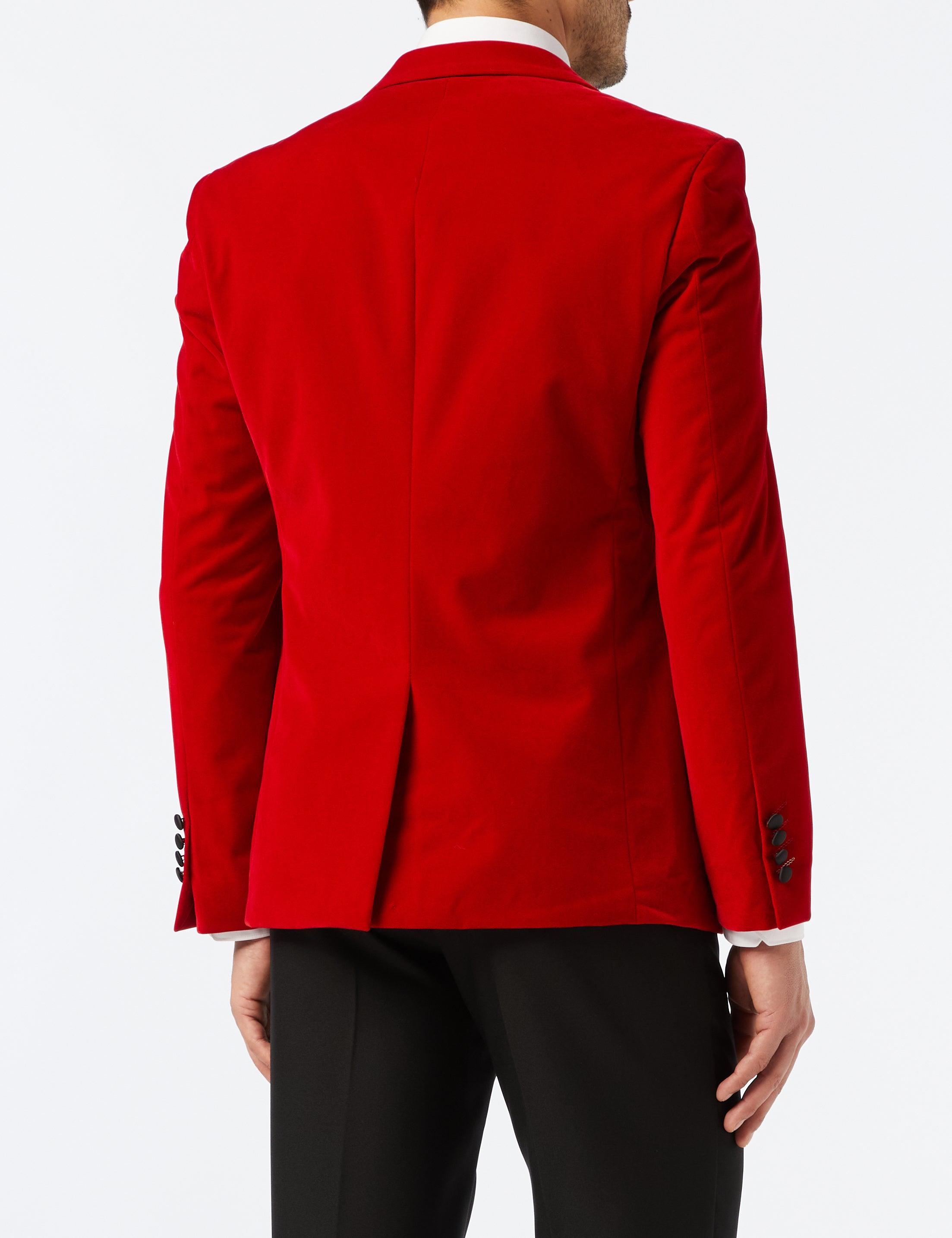 Red Soft Velvet Tuxedo Jacket