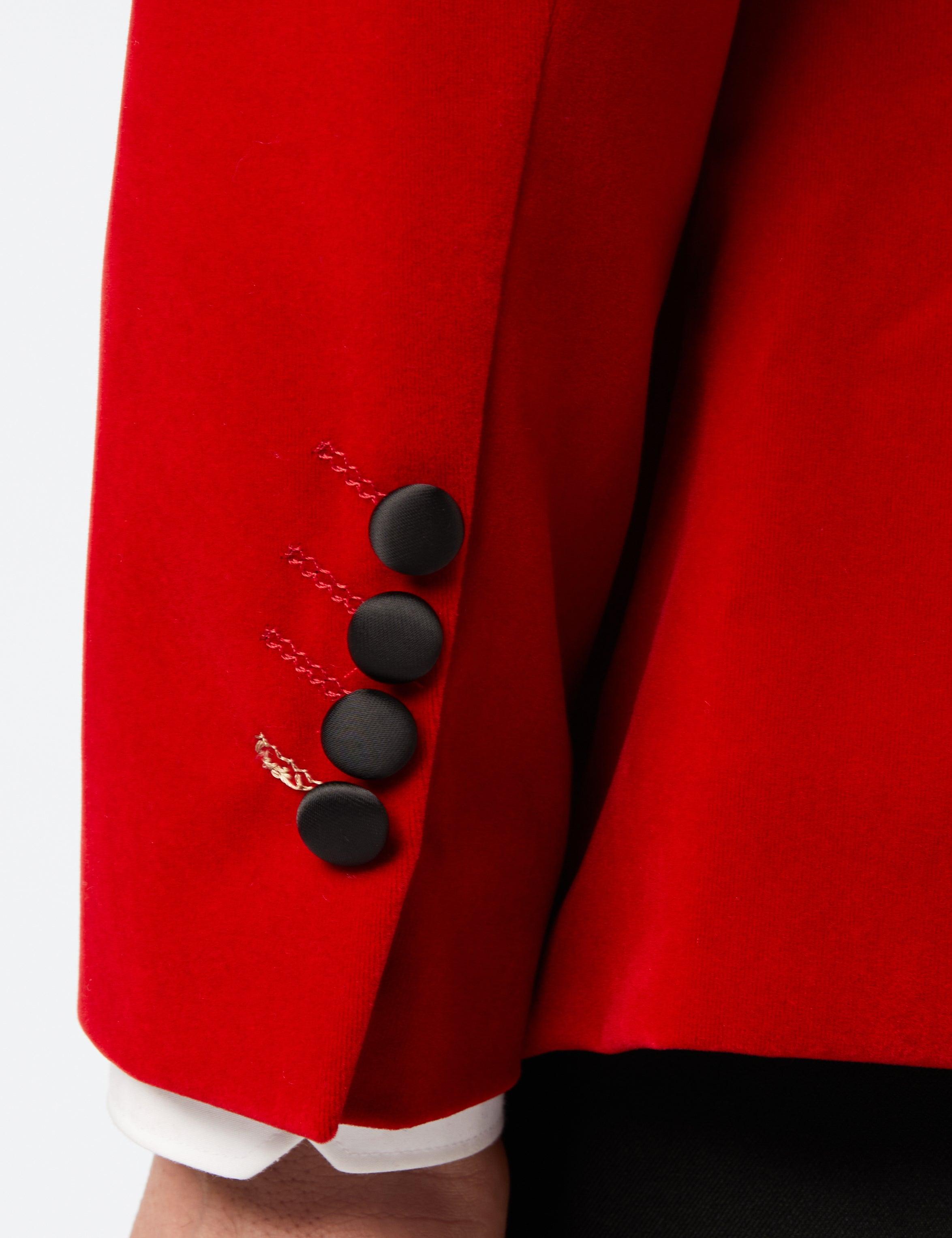 Red Soft Velvet Tuxedo Jacket