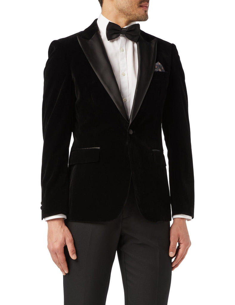 DINNER TIM Black Soft Velvet Tuxedo Jacket XPOSED