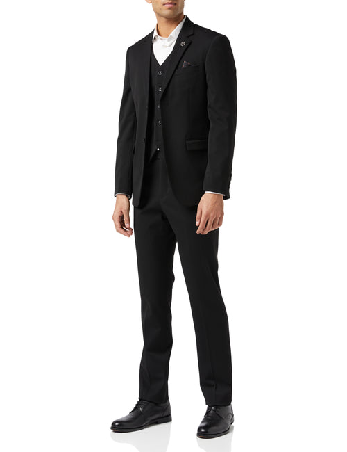 JROSS - Costume d'affaires formel noir 3 pièces