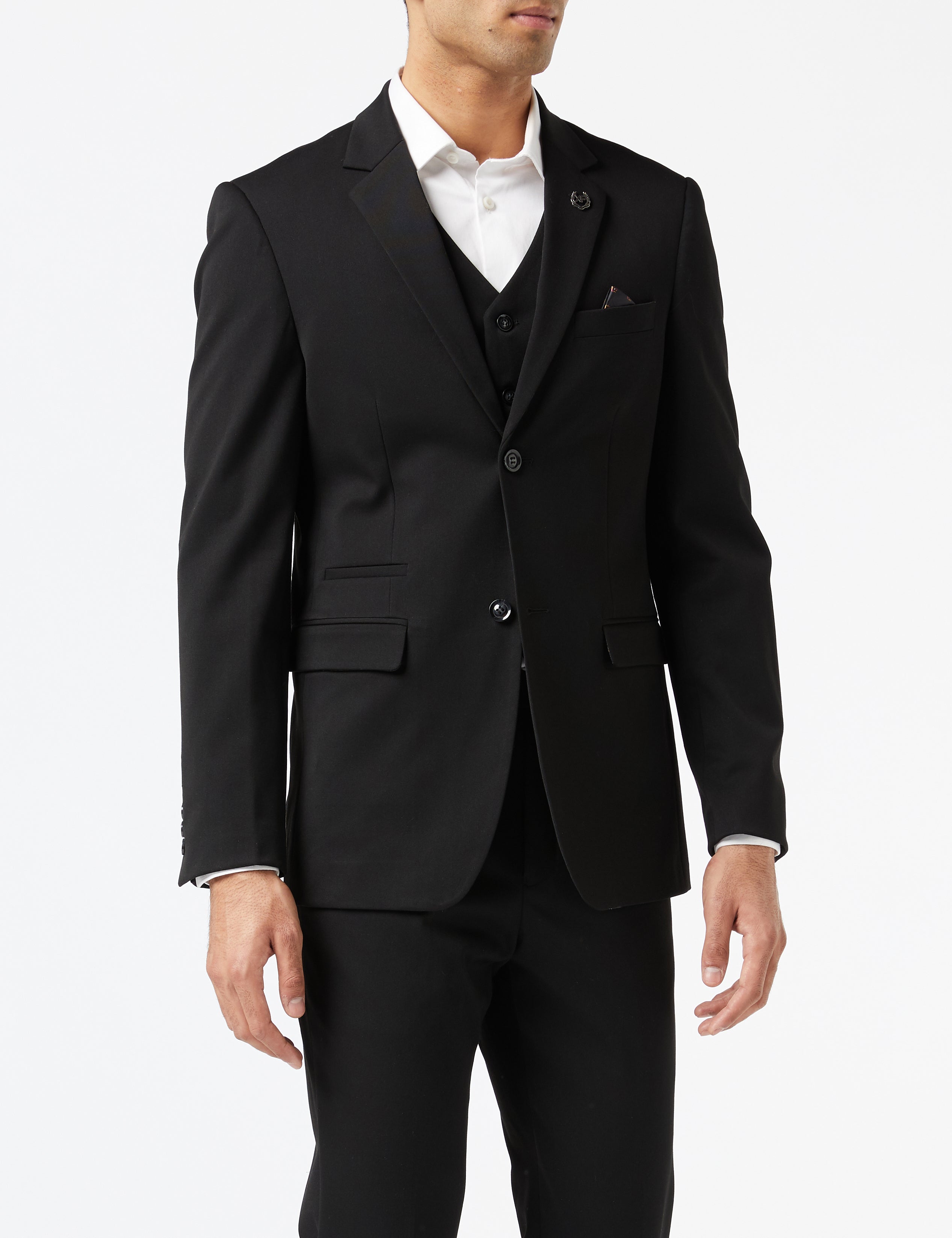 JROSS - Black 3 Piece Formal Business Suit