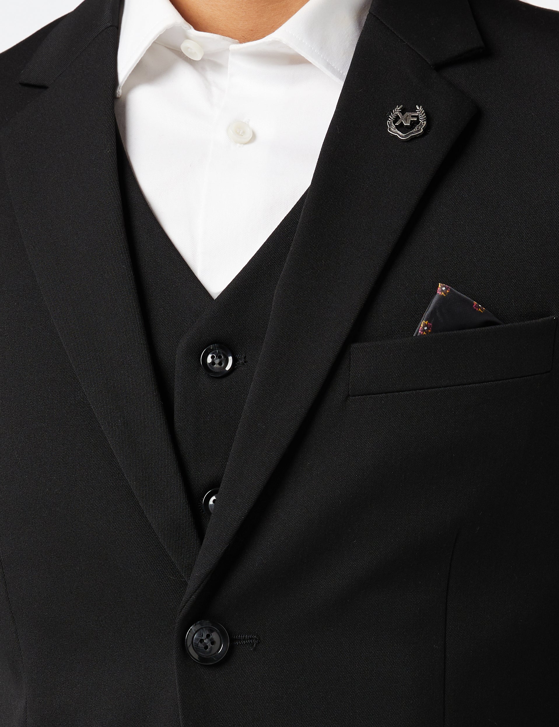 JROSS - Costume d'affaires formel noir 3 pièces