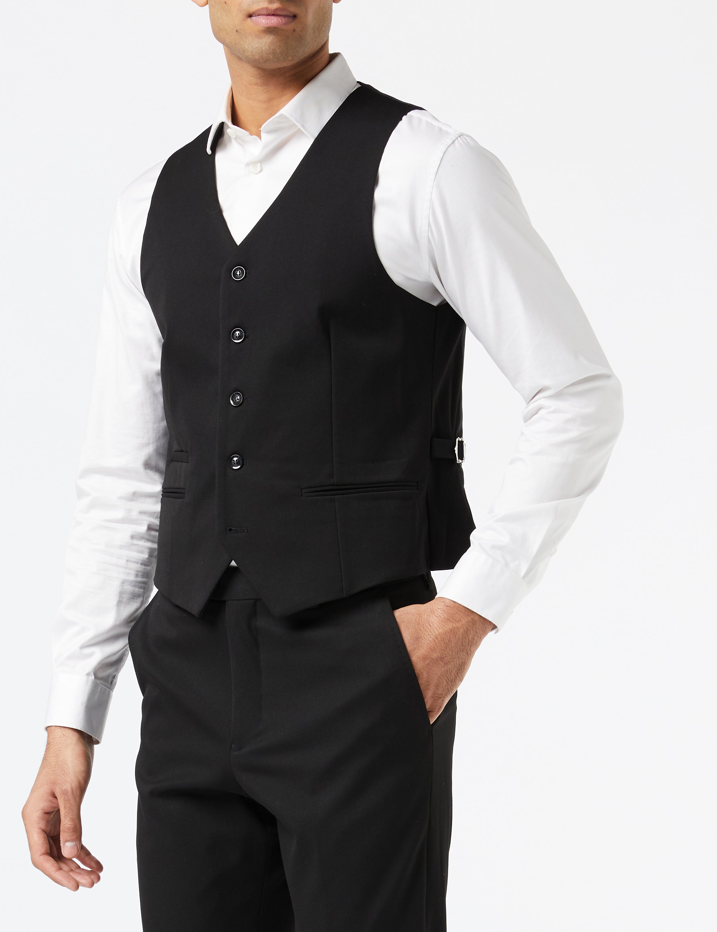 JROSS - Costume d'affaires formel noir 3 pièces