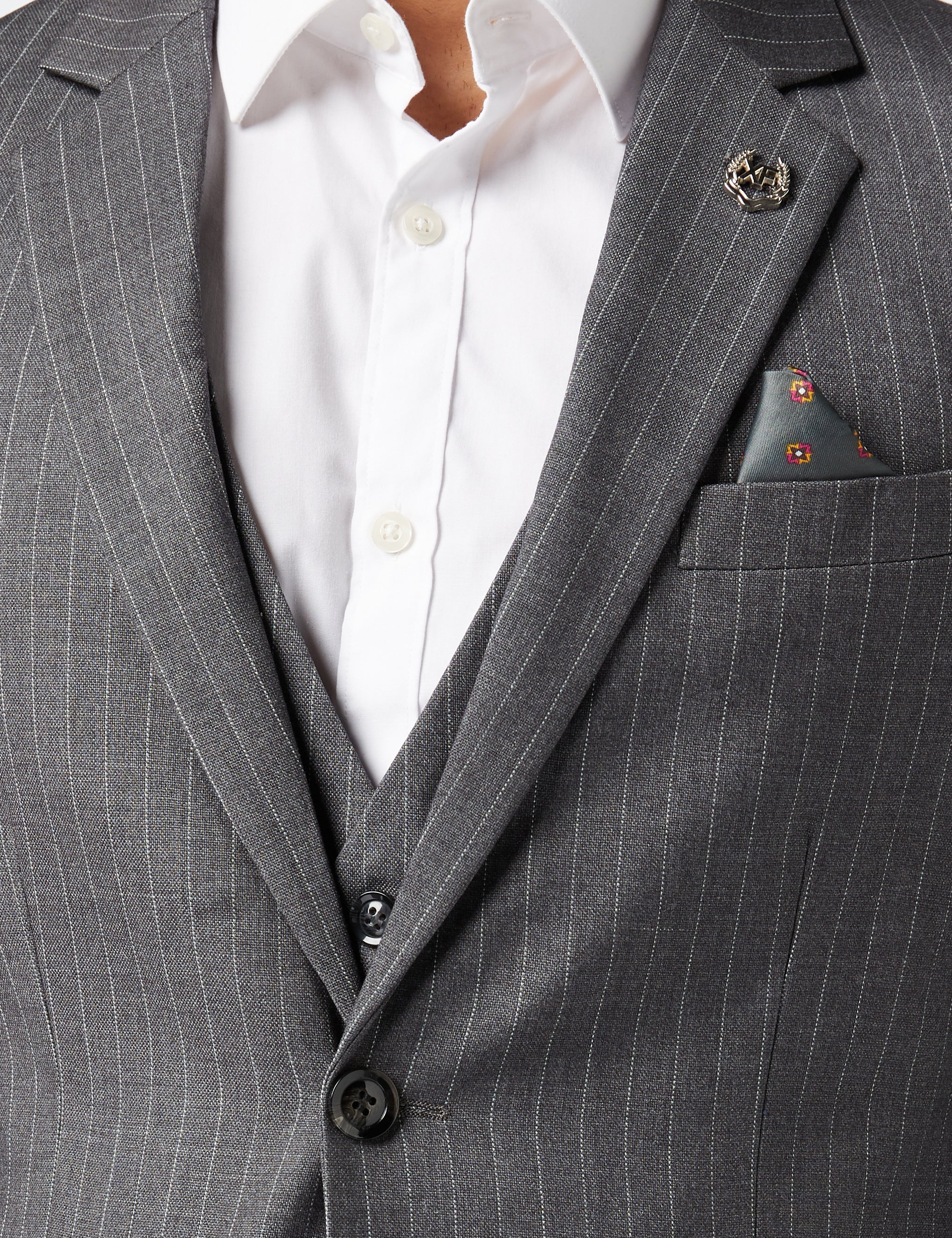 5 Piece Pin Stripe Grey Suit