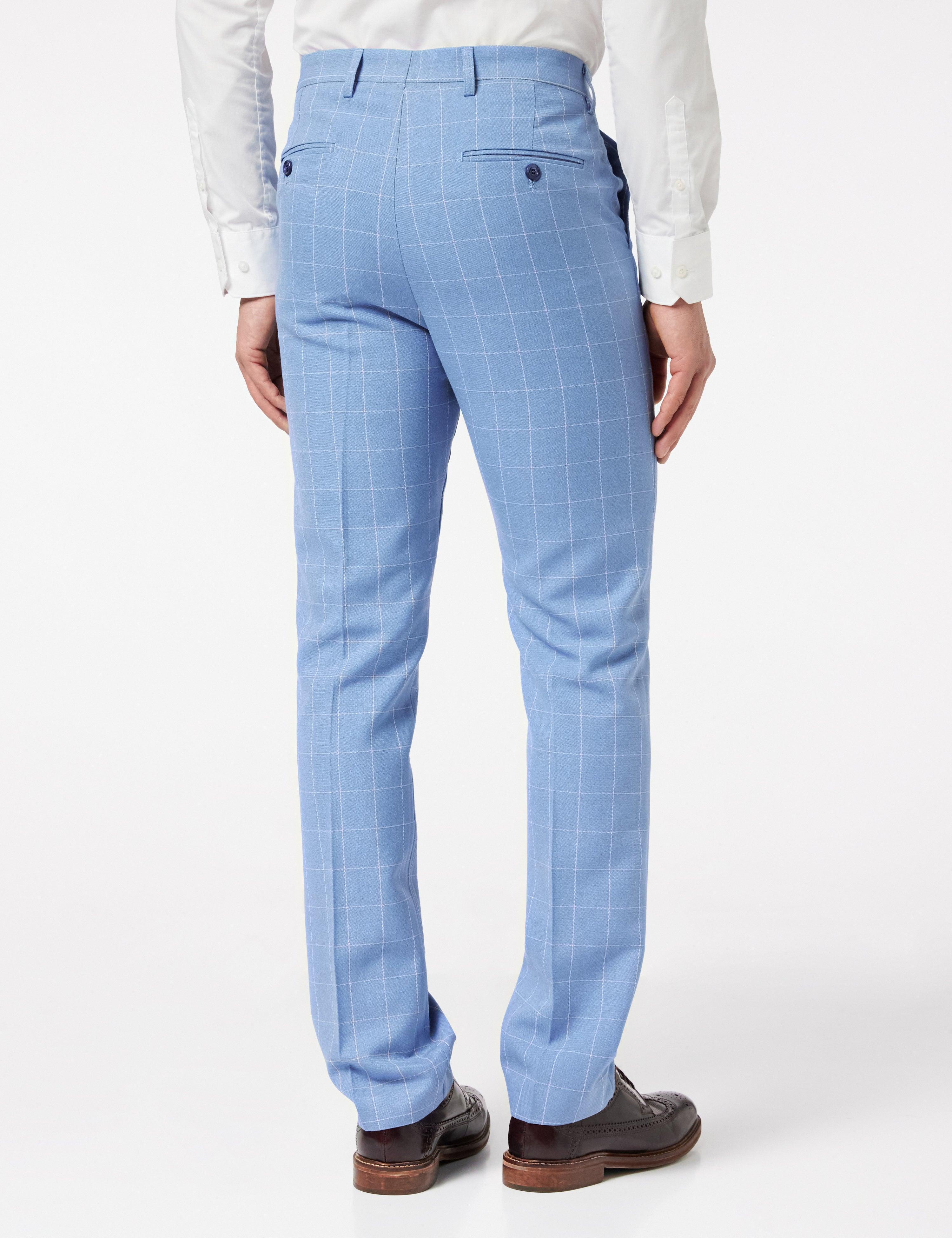 Light Blue Windowpane Check Suit