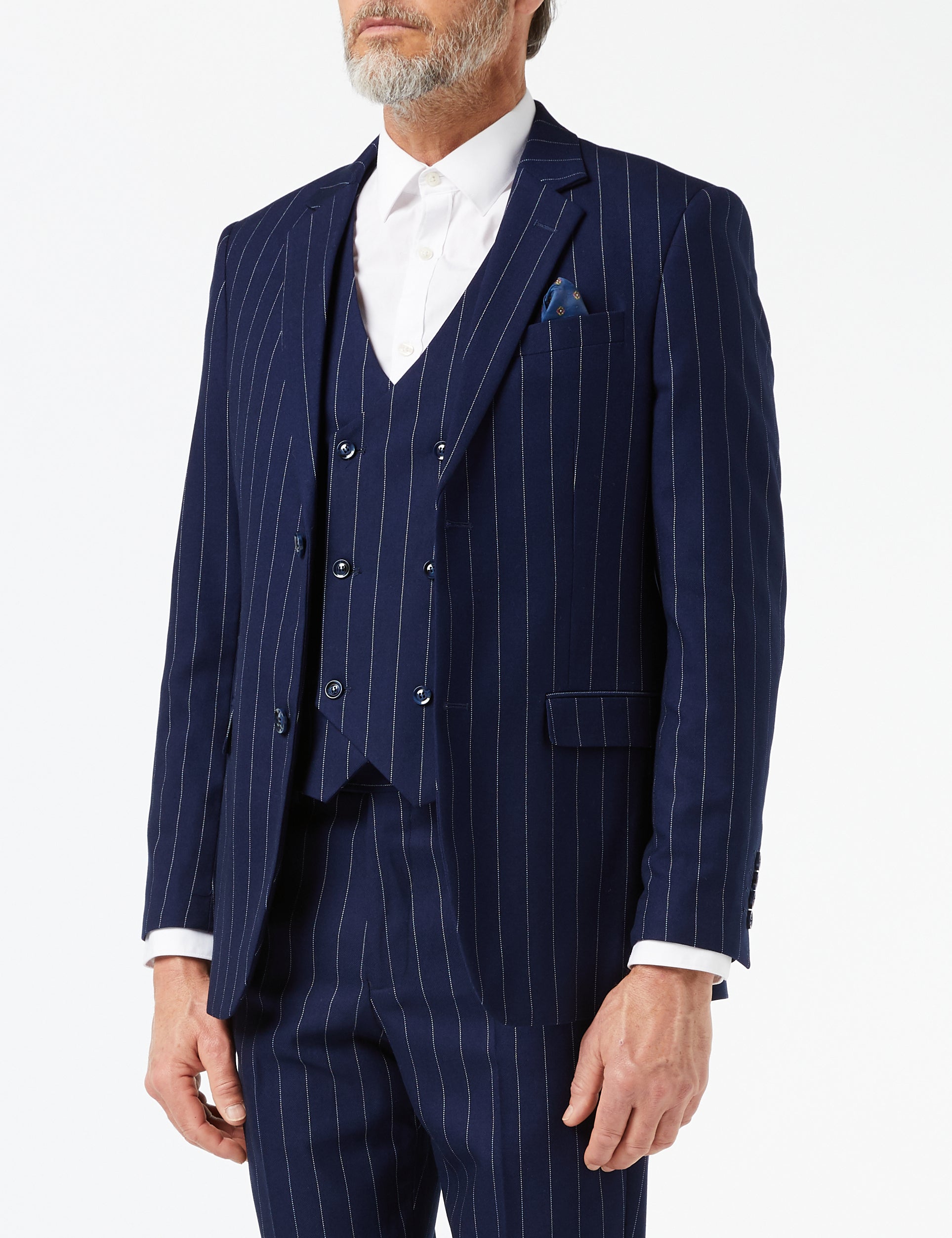 Men's blue pinstripe sales double breasted suit