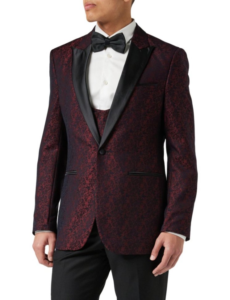 LUCA - MAROON PRINTED DINNER TUX JACKET