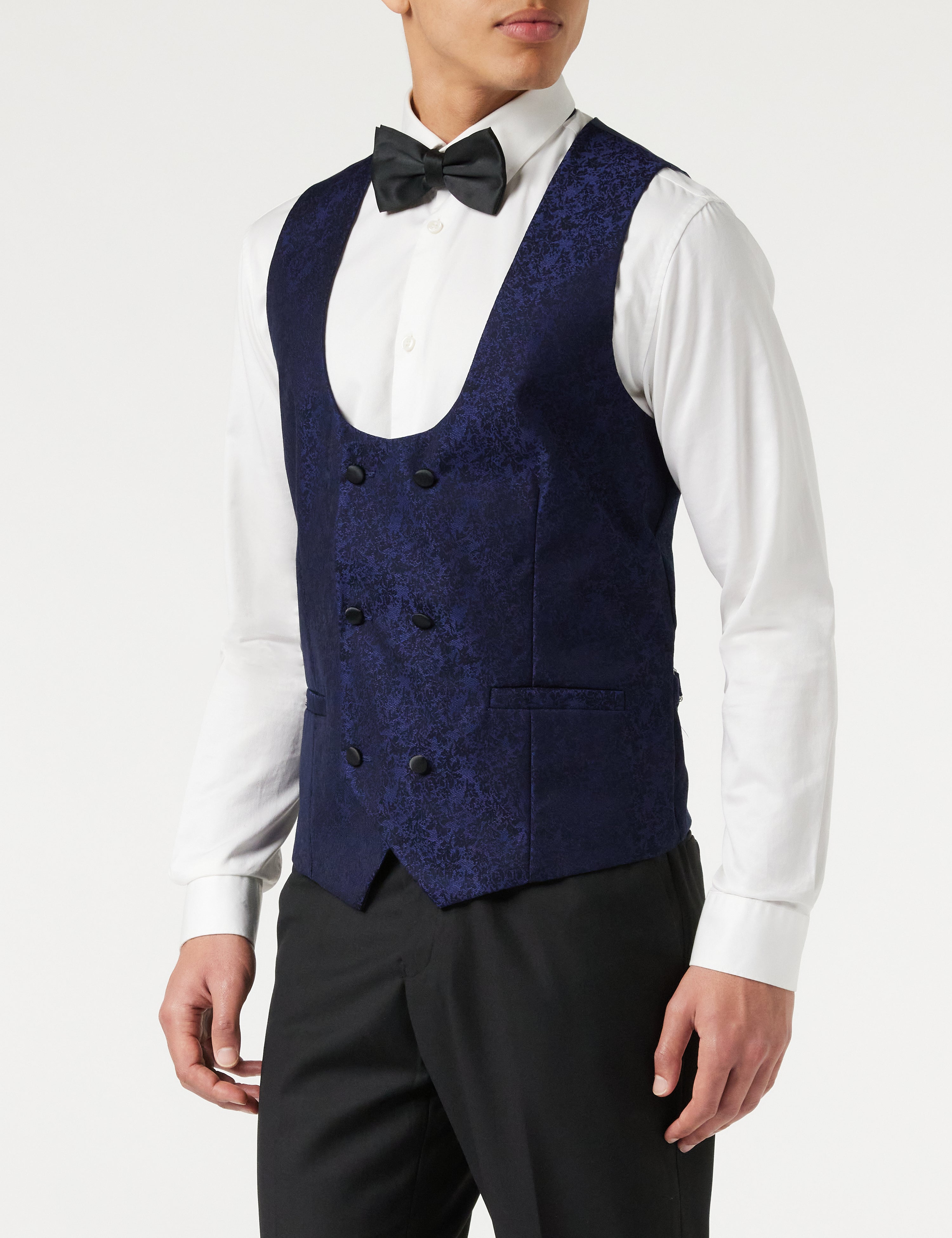 LUCA - VESTE DE SMOKING BLEU IMPRIMÉ
