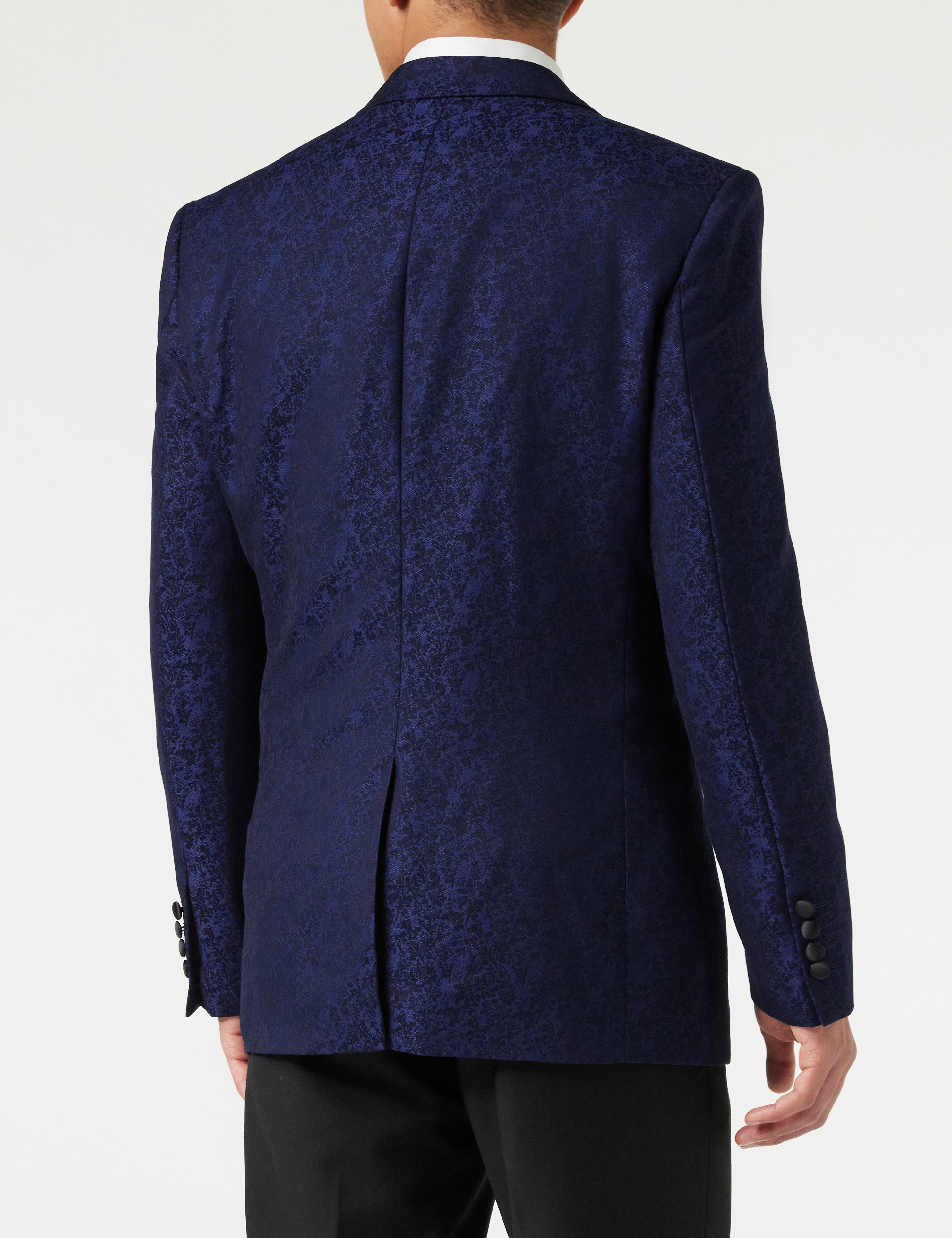 LUCA - VESTE DE SMOKING BLEU IMPRIMÉ
