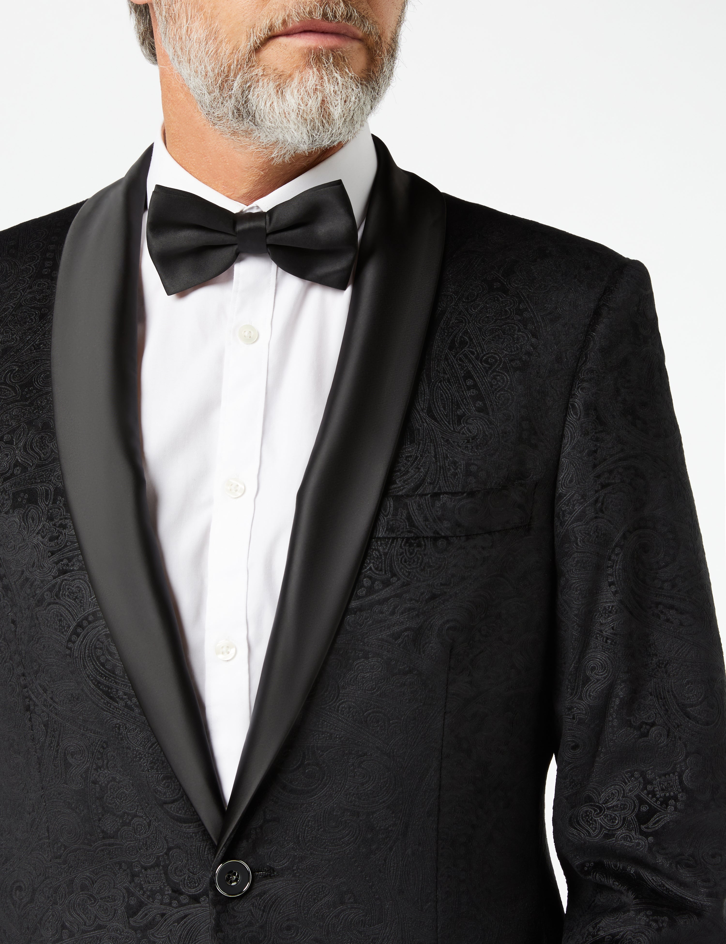 Velvet Tuxedo Paisley Jacket Black