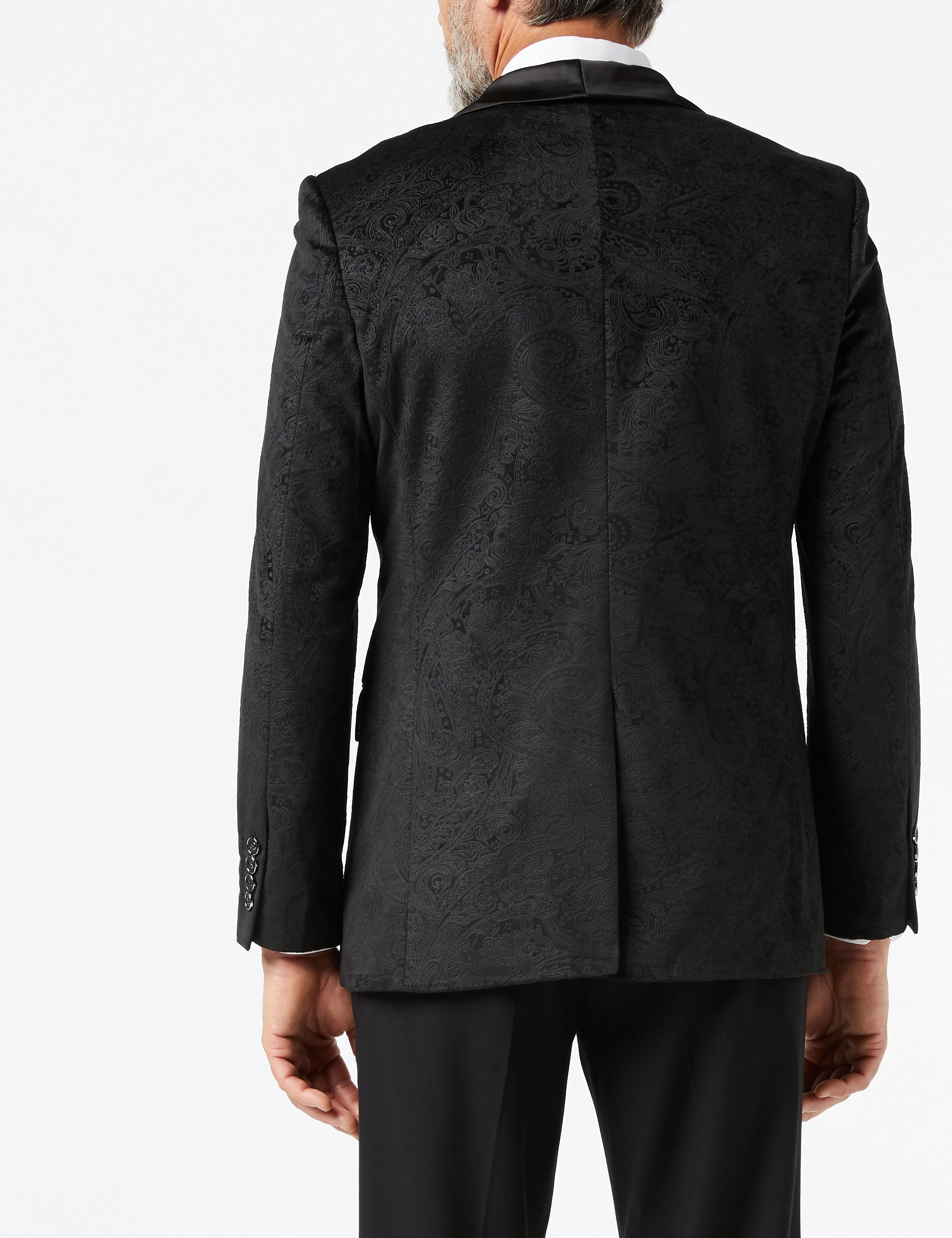 Velvet Tuxedo Paisley Jacket Black