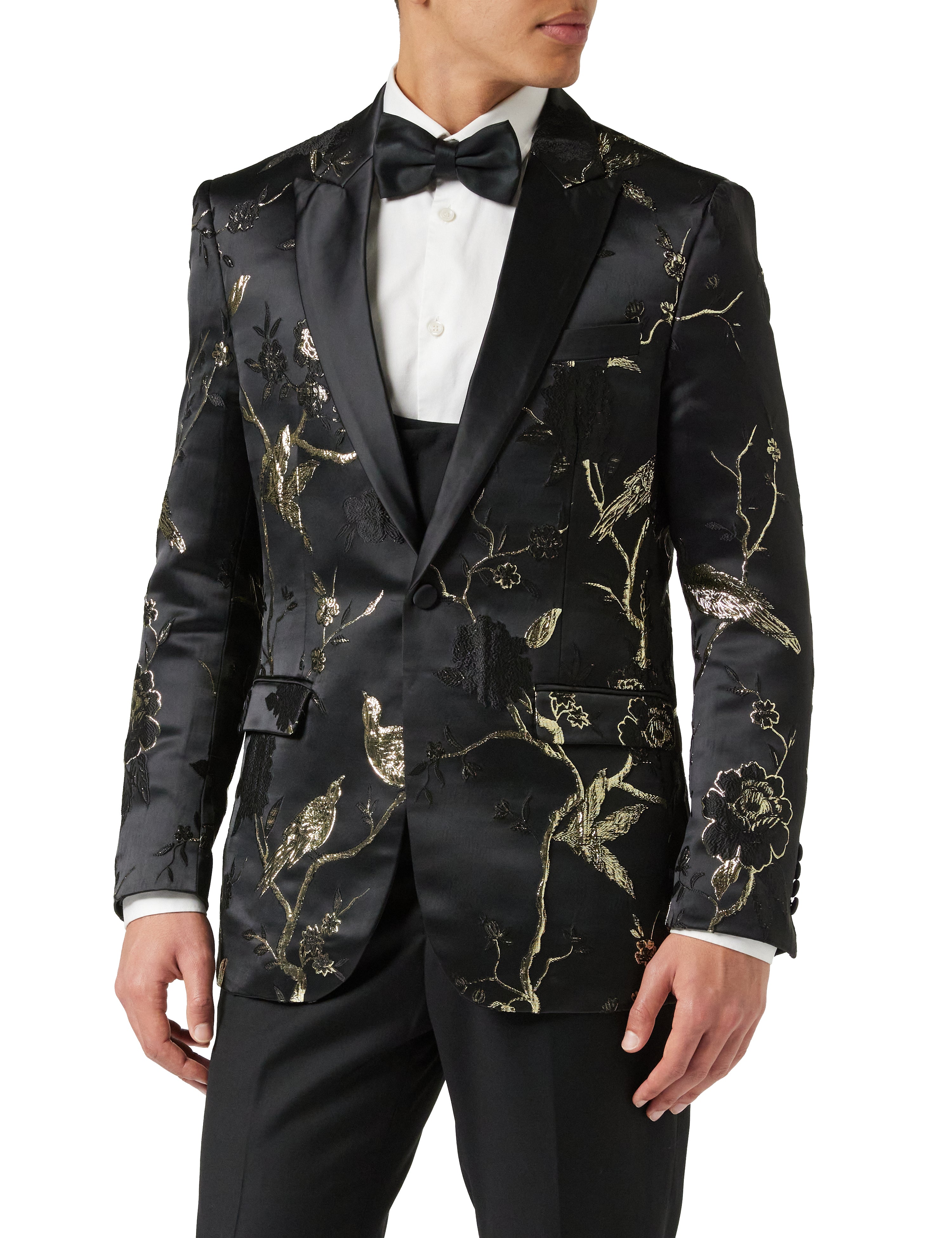 TUXEDO BLACK GOLD FLORAL BLAZER