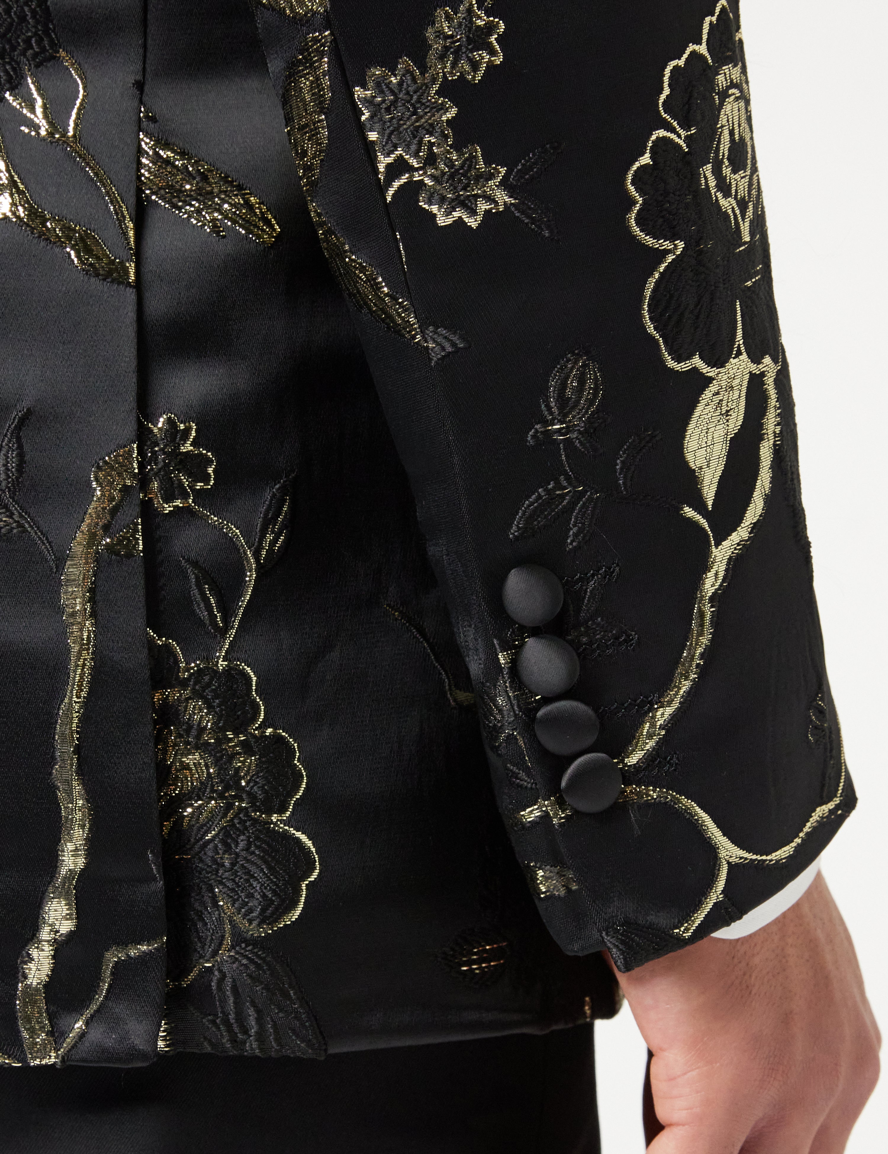 Smoking-Blazer mit Blumenmuster in Schwarzgold