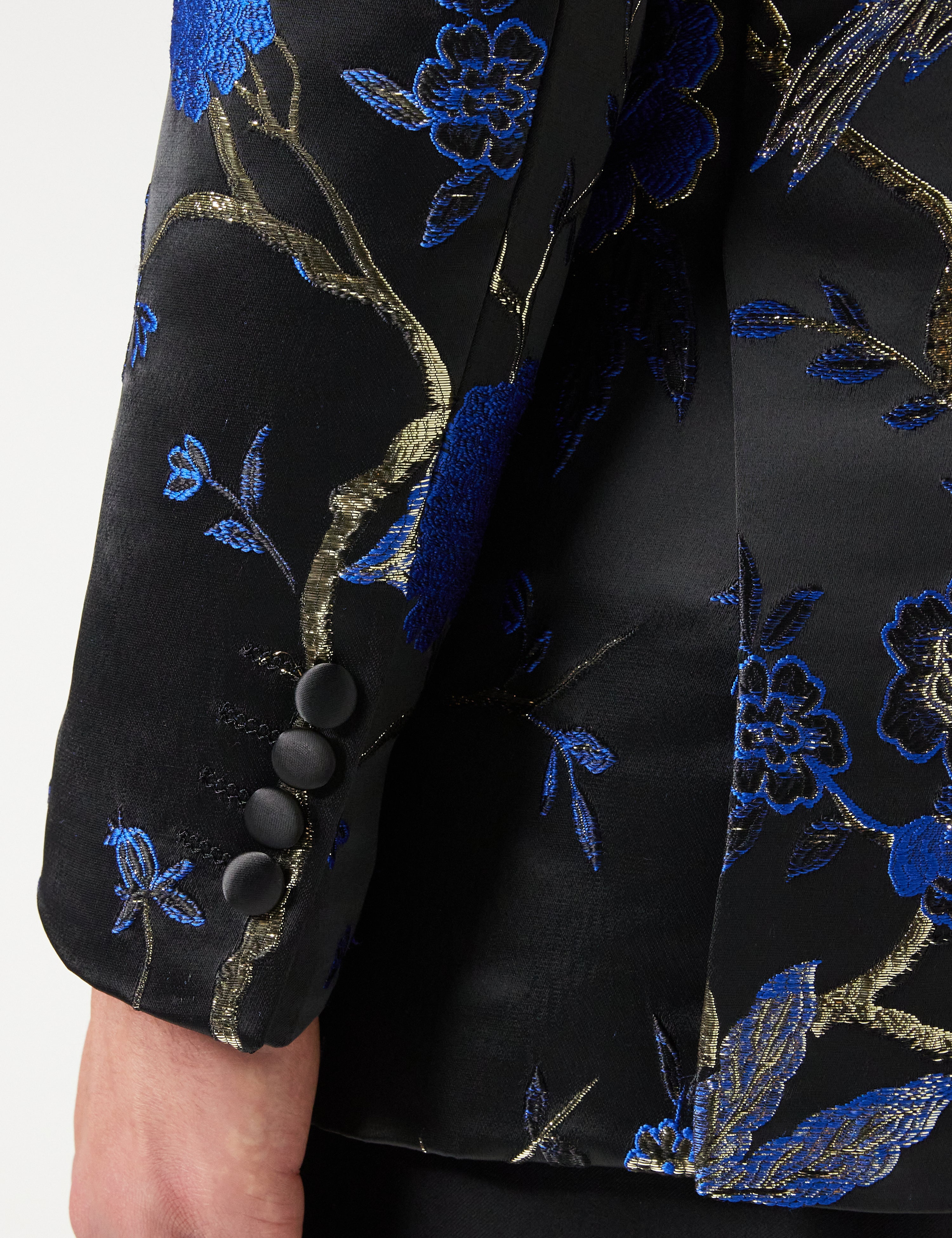 TUXEDO BLACK BLUE FLORAL BLAZER