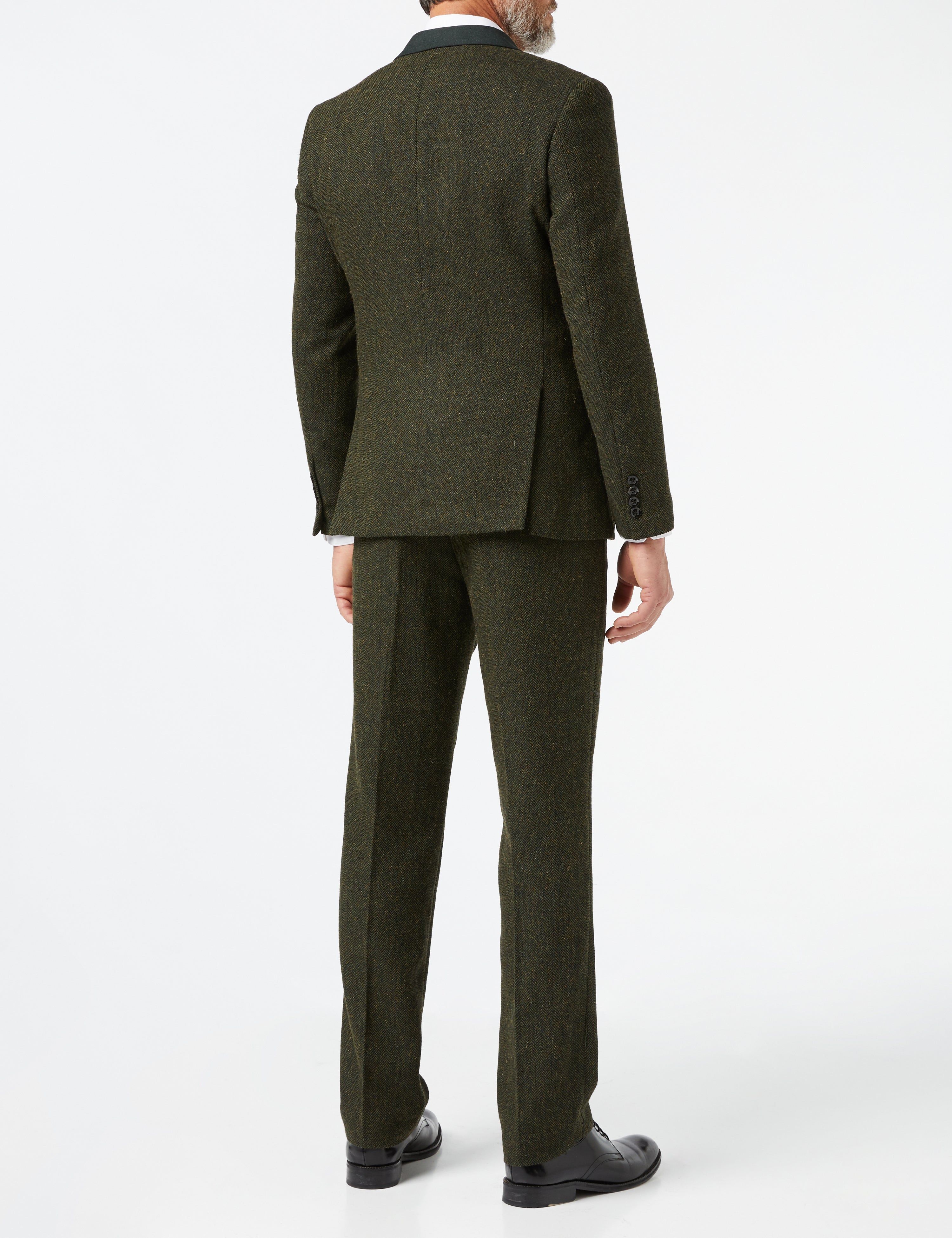 Herringbone Tweed Suit In Olive