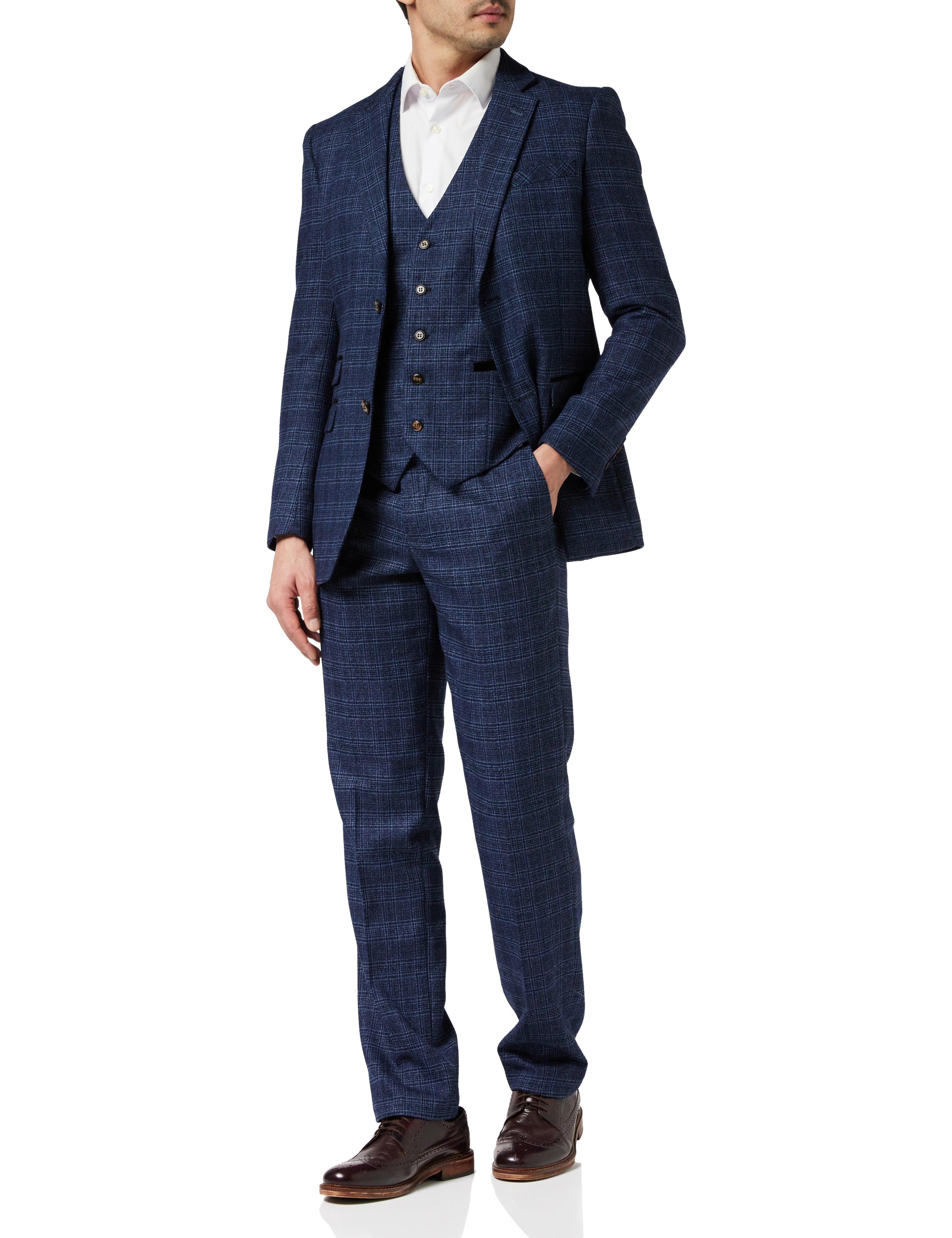 Navy Tweed Check Suit