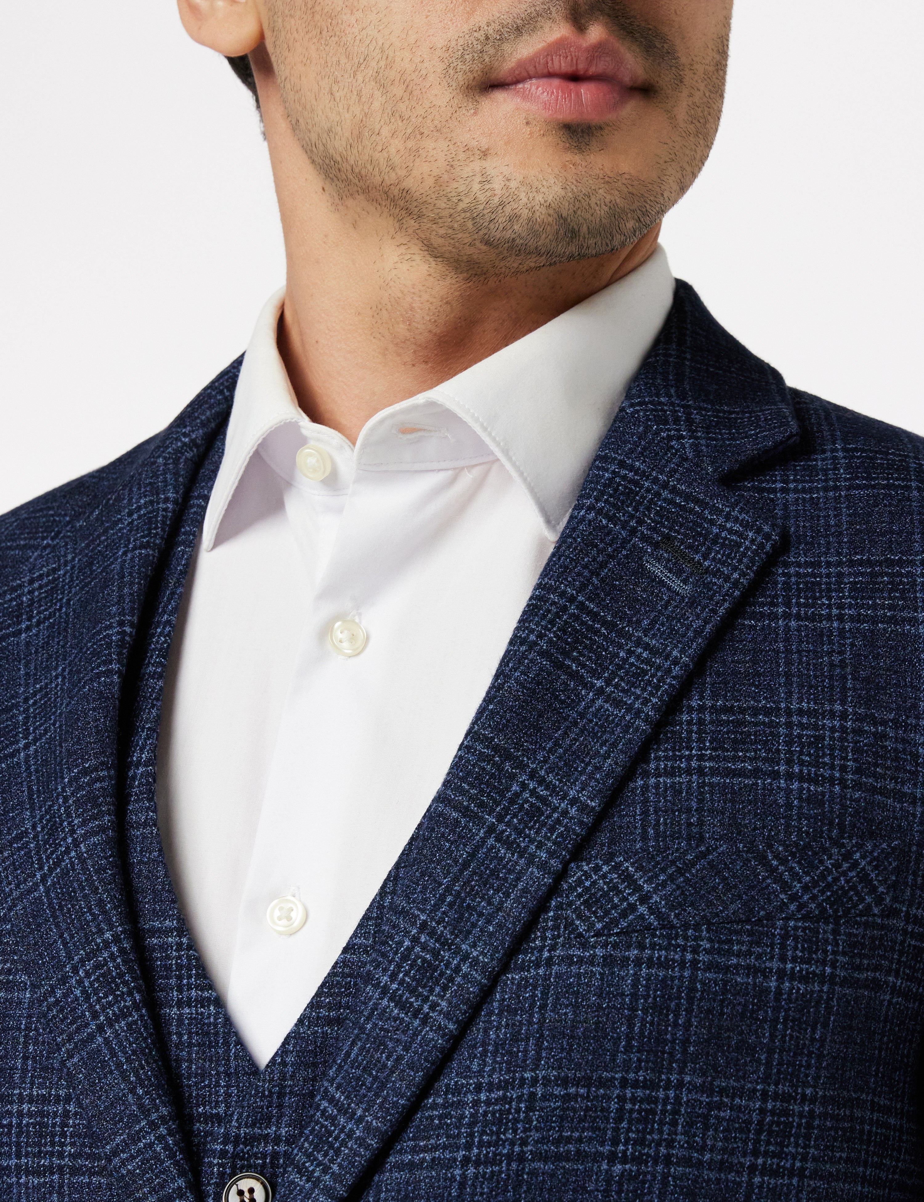 Navy Tweed Check Suit