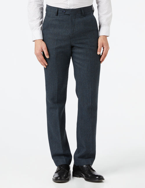 TWEED HERRINGBONE NAVY BLUE TROUSER