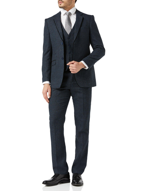 Klassischer marineblauer Tweed-Anzug