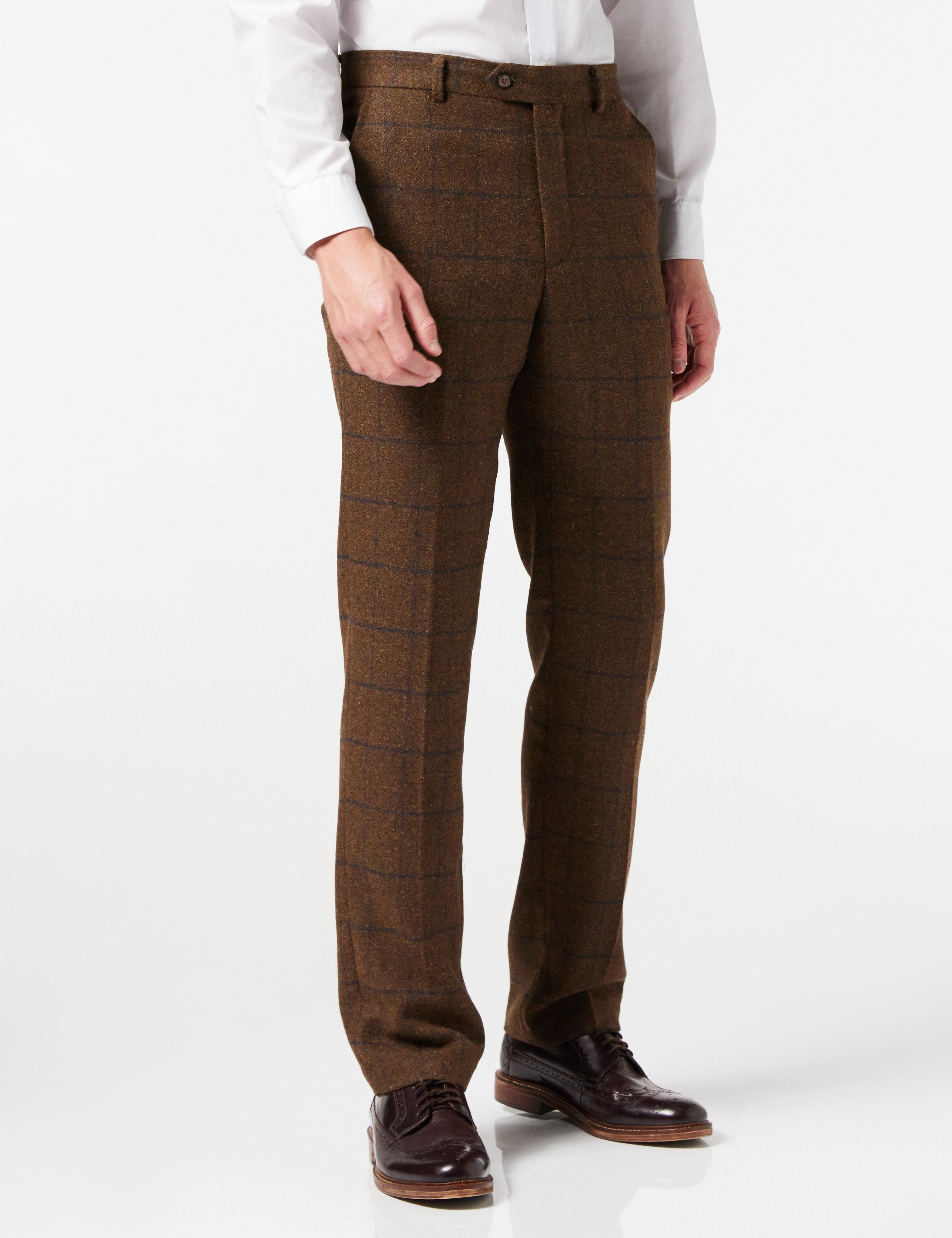 Tan Tweed Check Suit Trouser