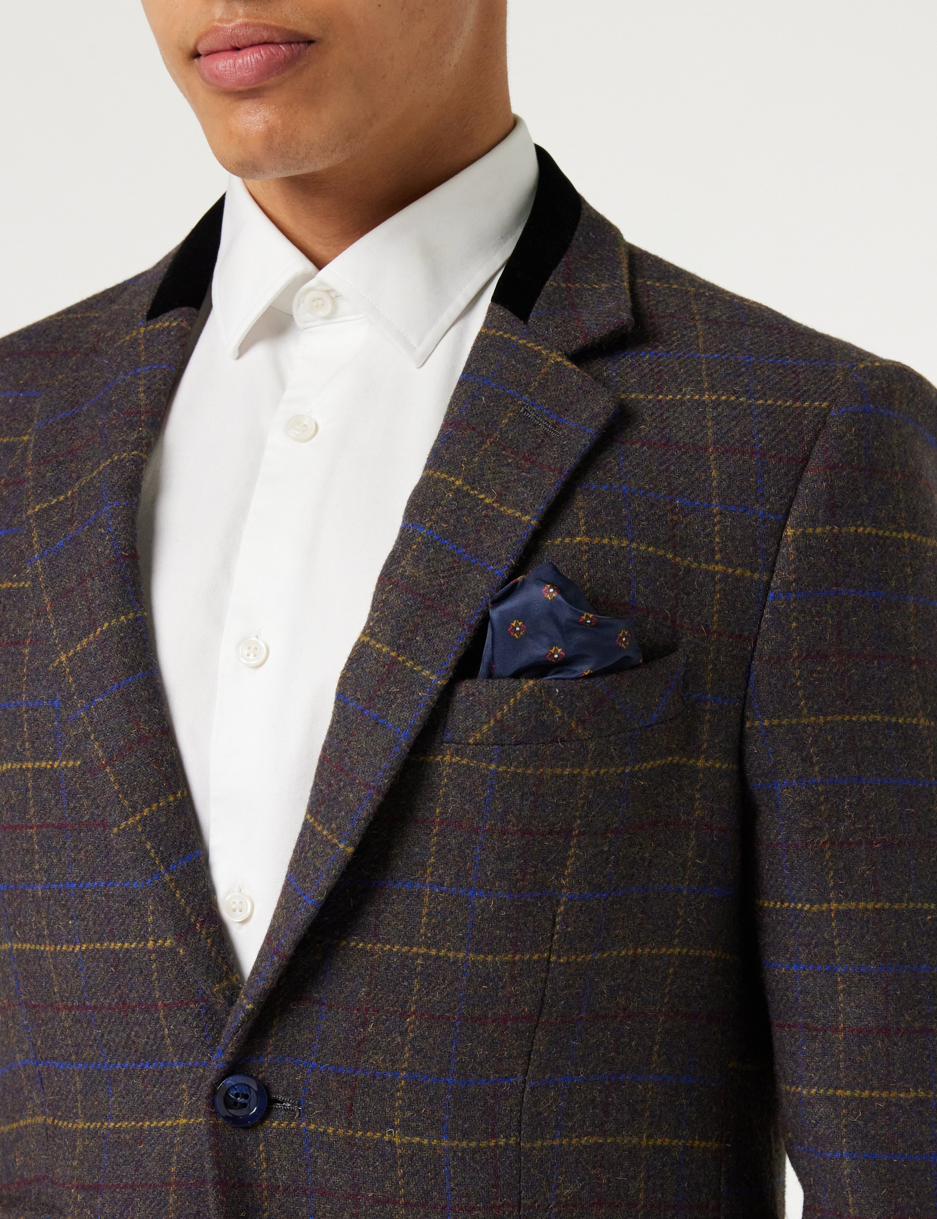 MADISON - VESTE UNIE À CARREAUX EN TWEED MARRON