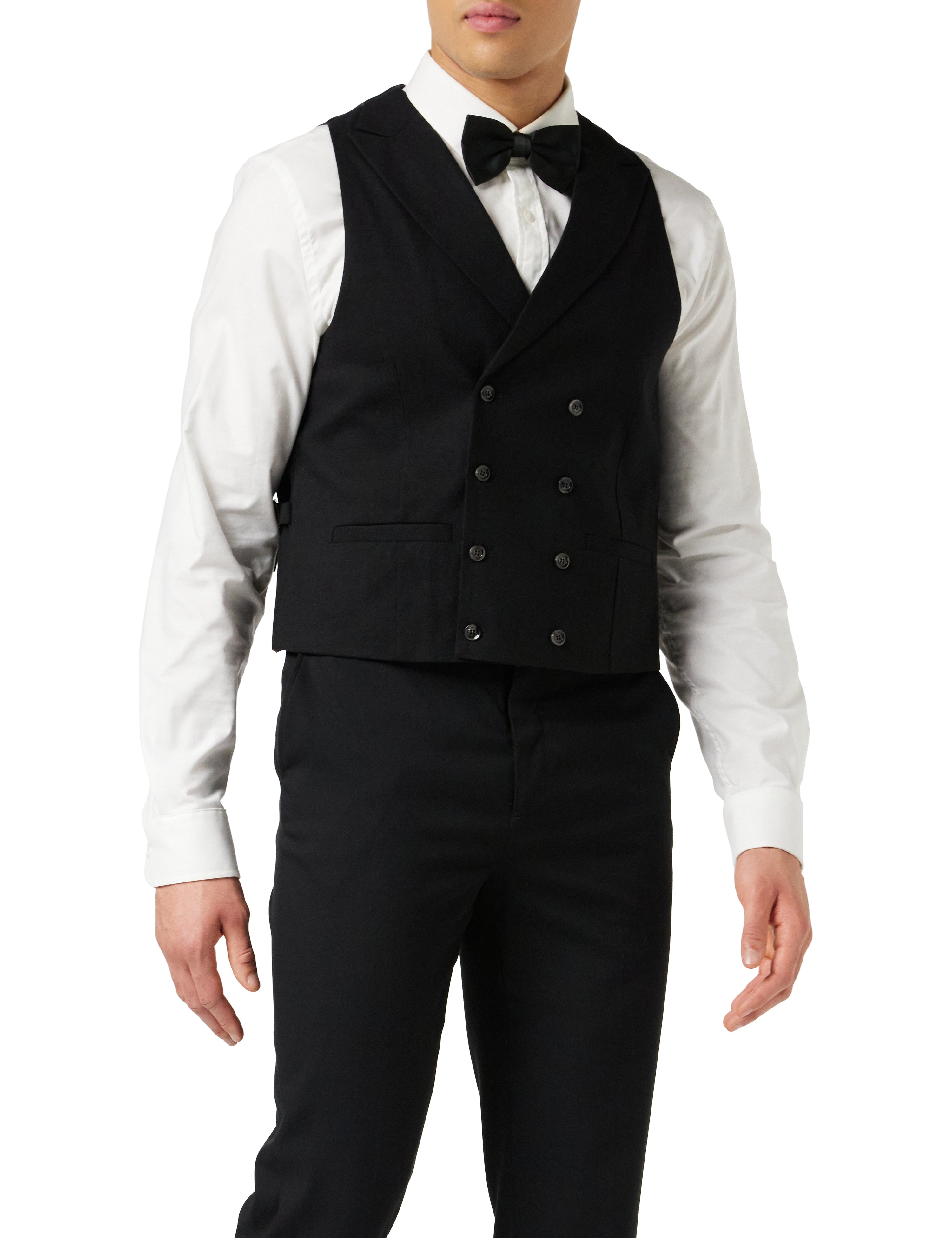 Double Breasted Black Waist Coat