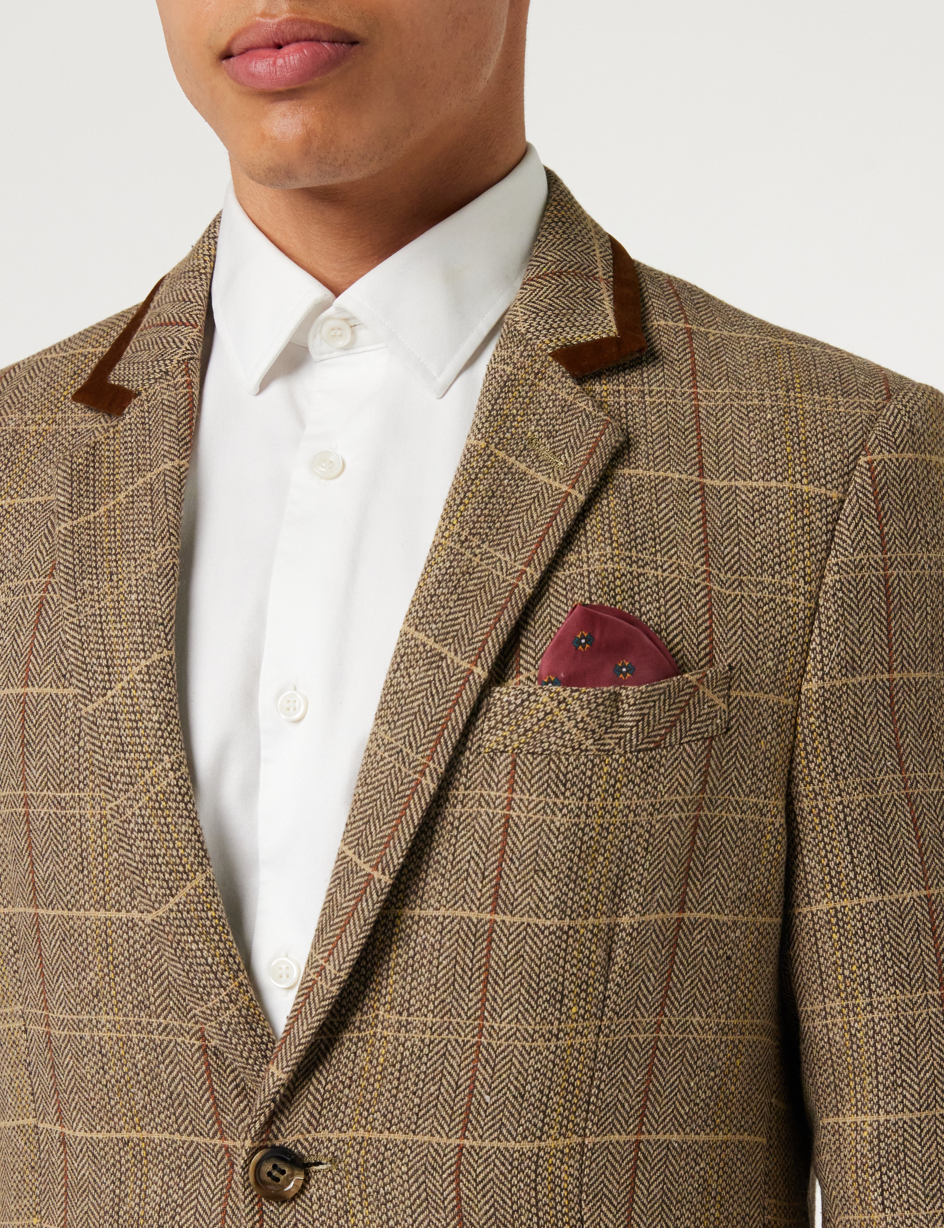 CARLO - VESTE À CARREAUX EN TWEED MARRON