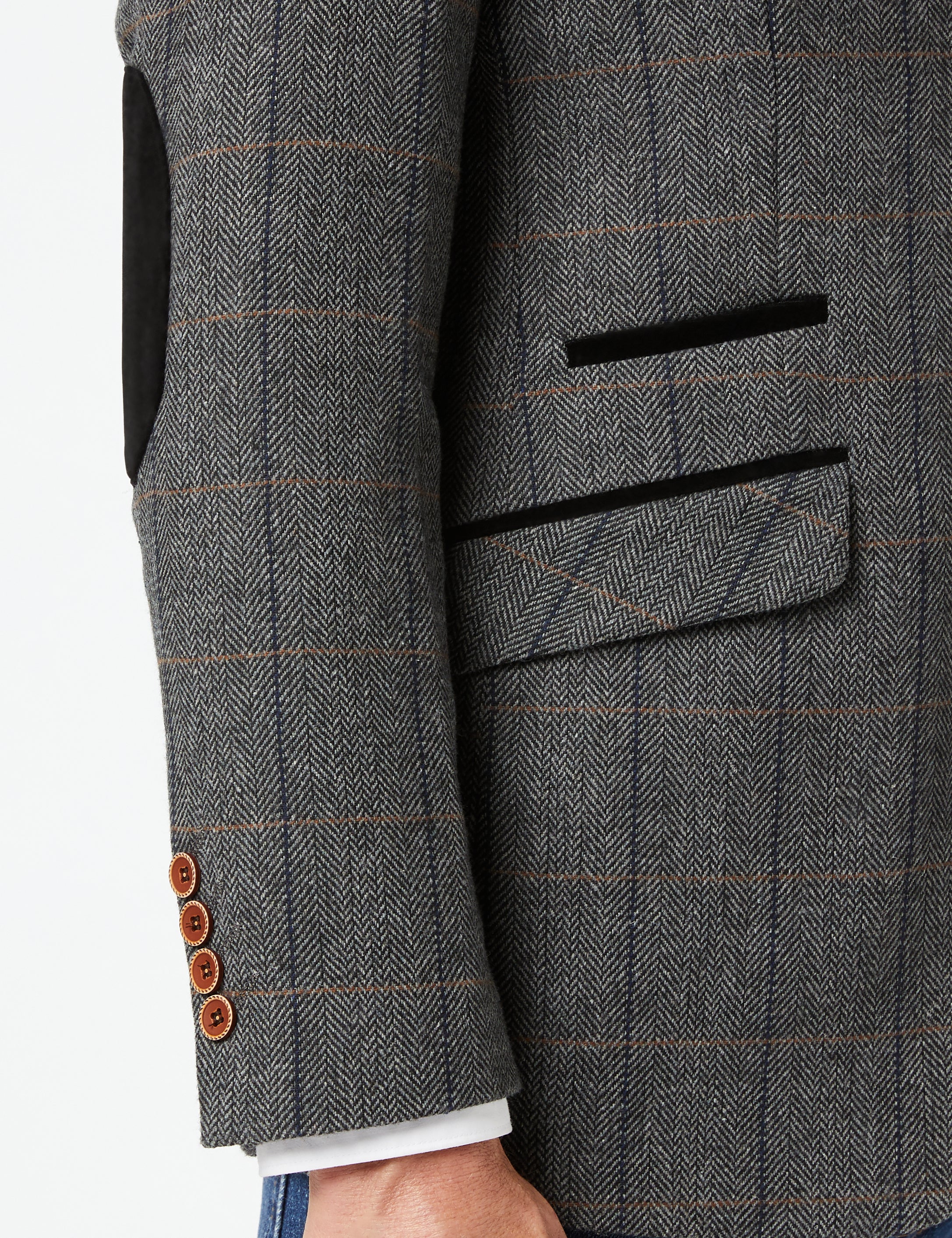ELTON – Schwarzer karierter Tweed-Blazer