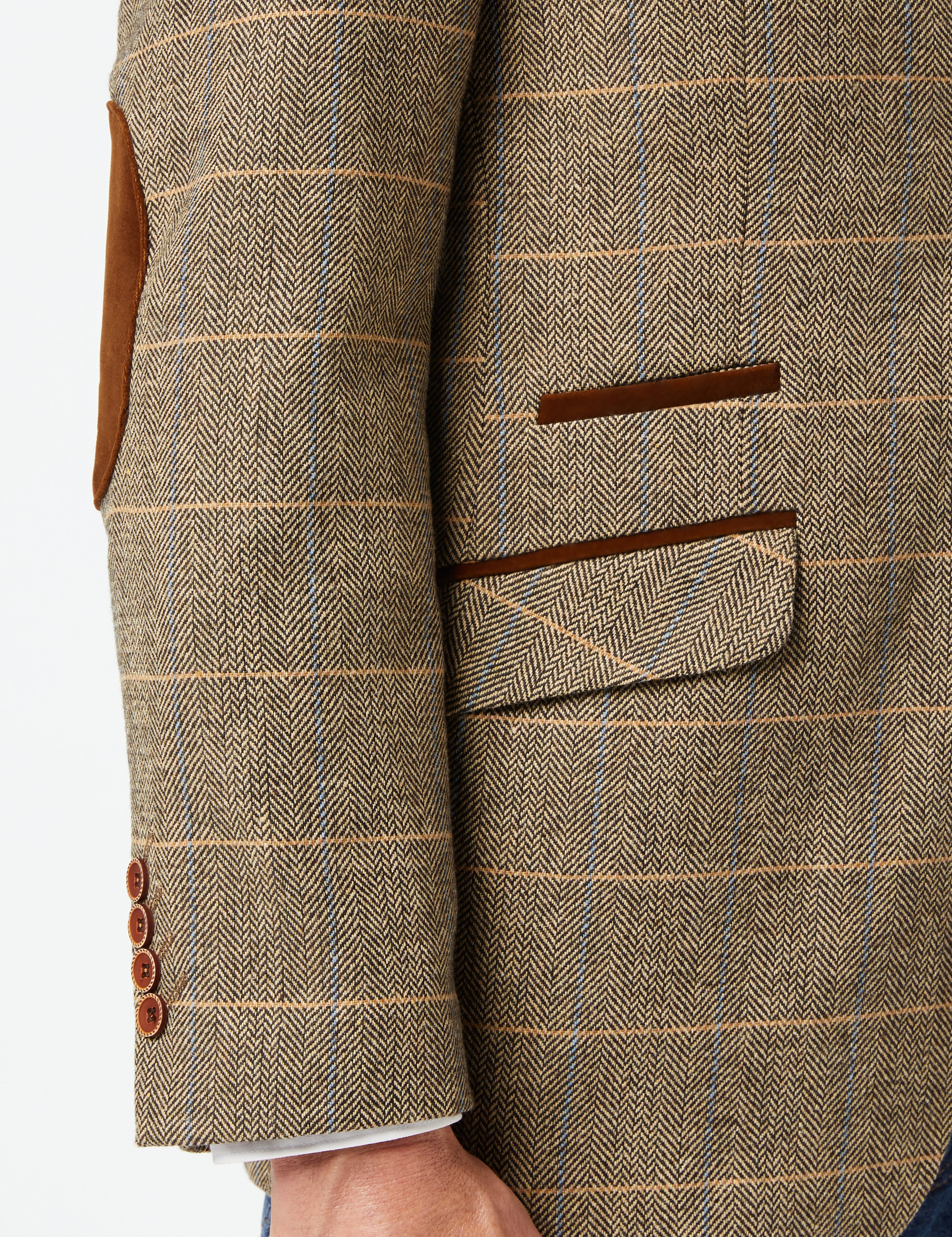 Brown Tweed Blazer Velvel Trim