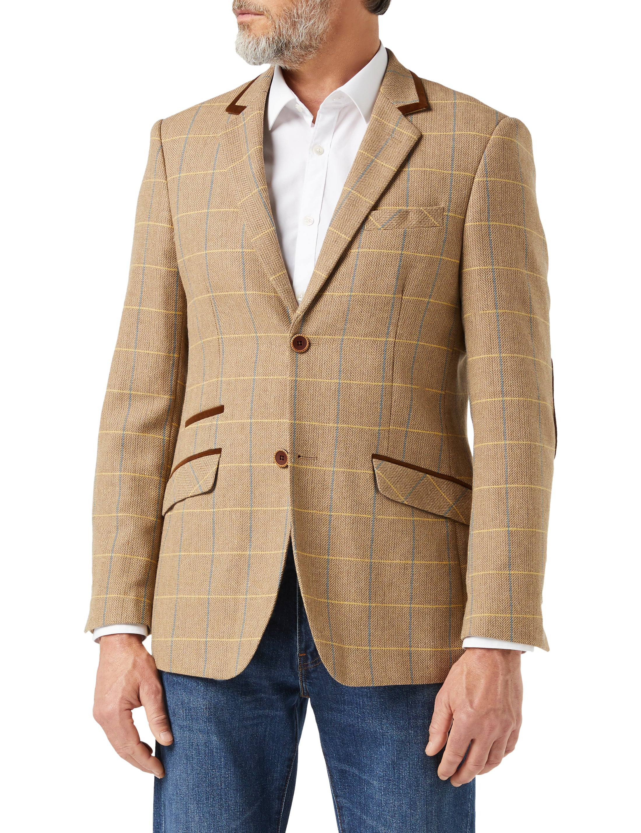 Light Brown Tweed Check Blazer