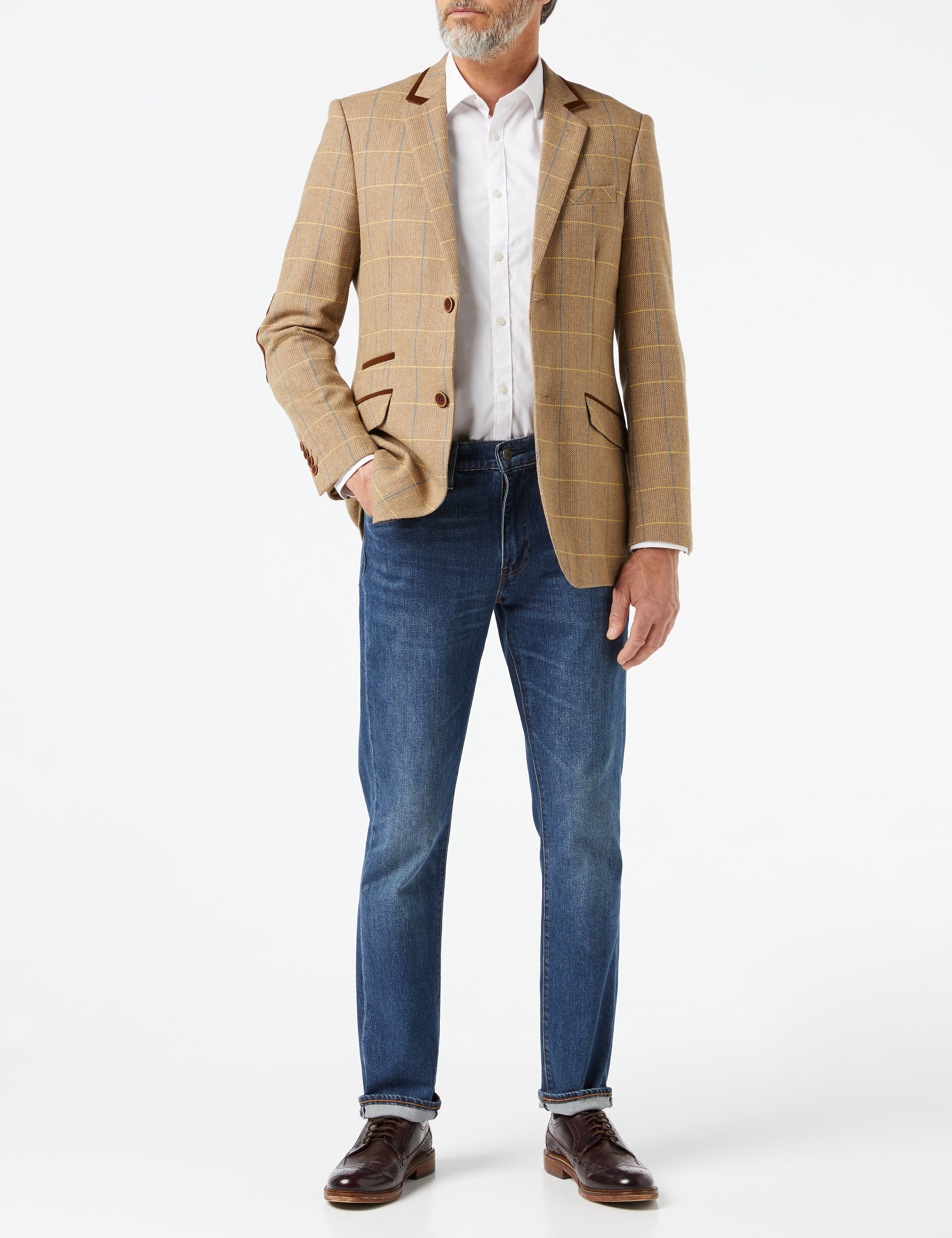 Light Brown Tweed Check Blazer