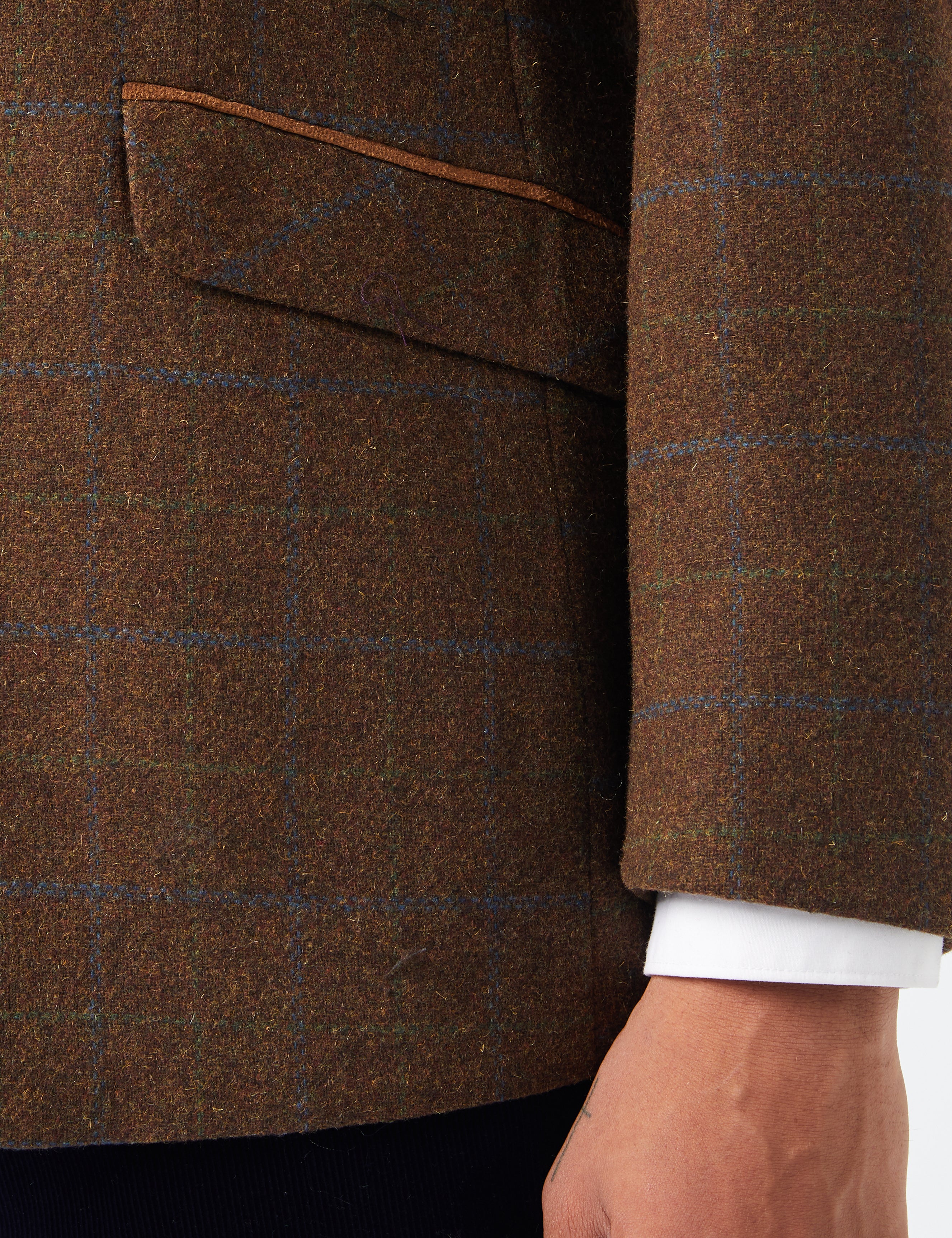 VITORI - VESTE À CARREAUX EN TWEED MARRON