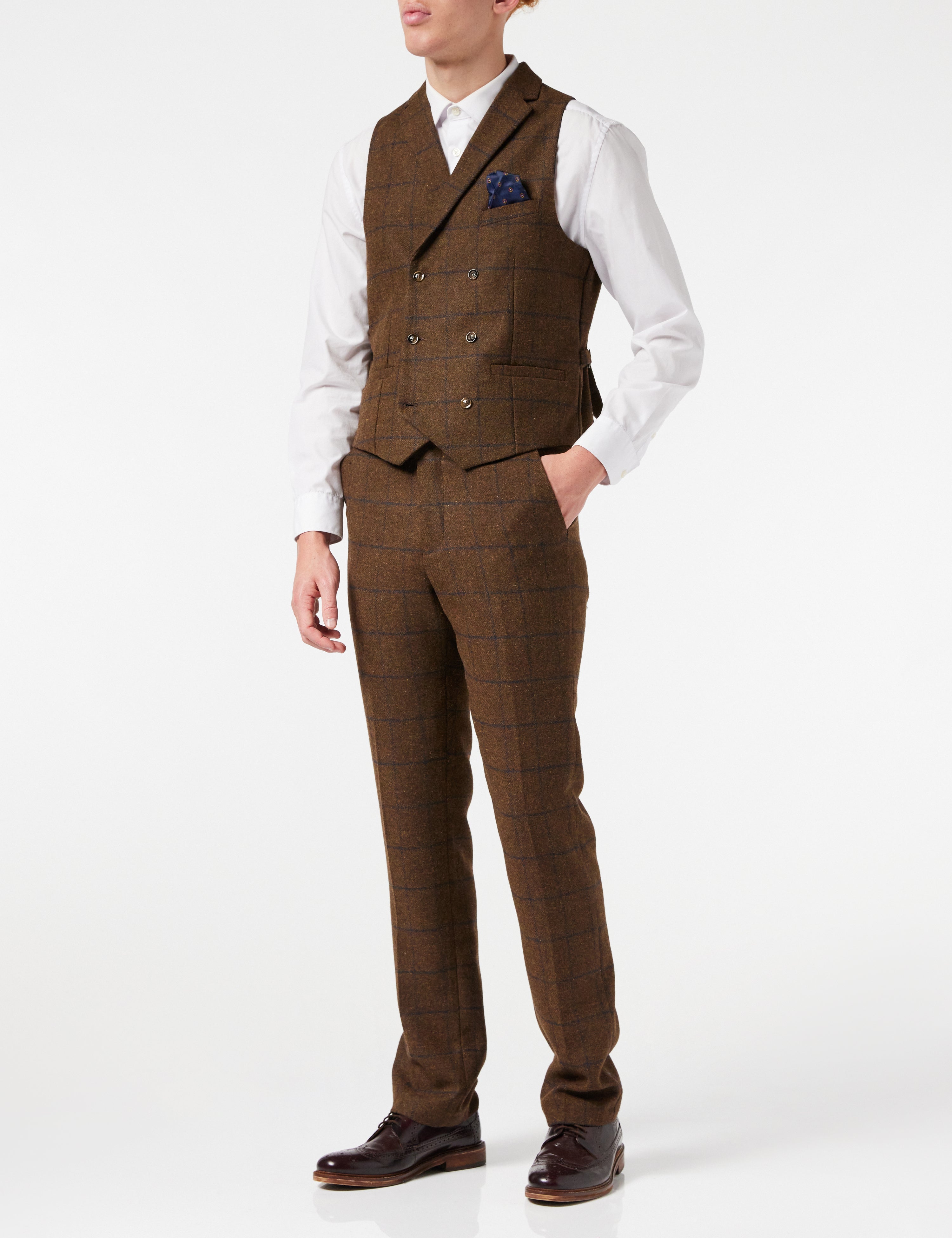 JUDE DOUBLE BREASTED BROWN WAIST COAT