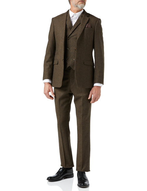 JAX - COSTUME EN TWEED MARRON À CHEVRONS