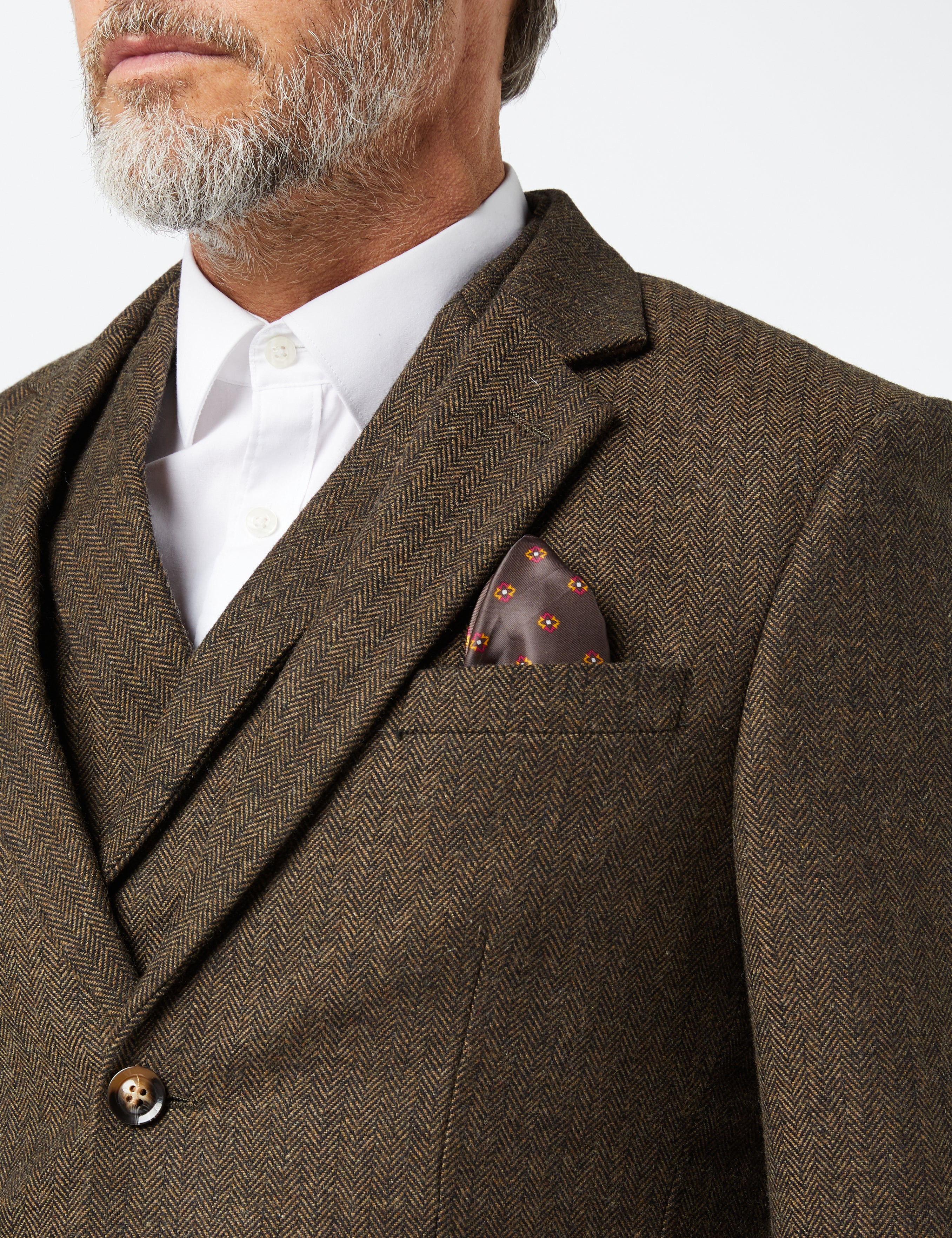 Brown Herringbone Tweed Suit