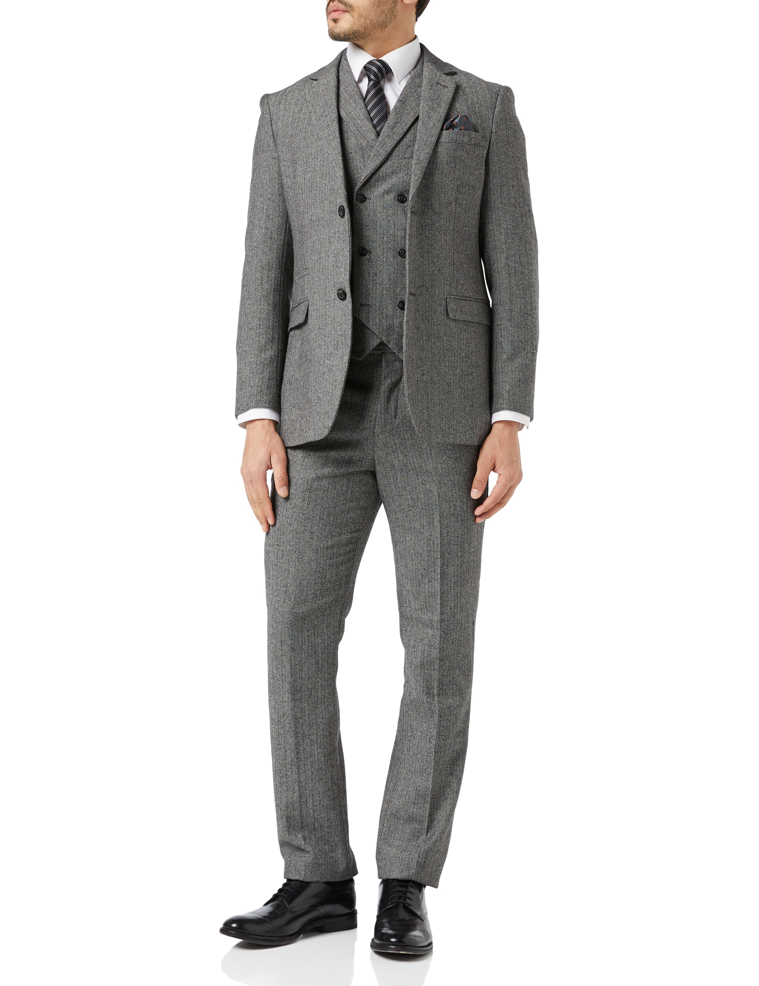 Grey Herringbone Tweed Suit