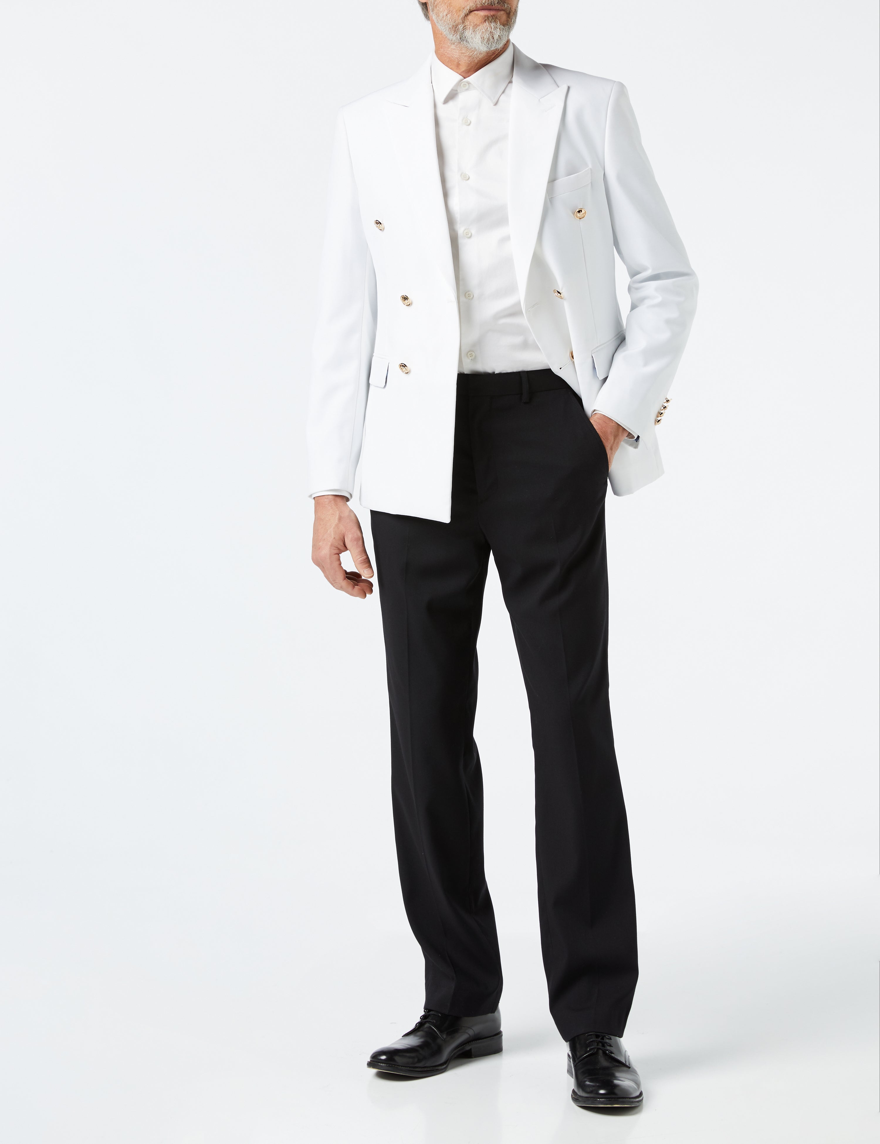 Double Breasted Gold Button White Jacket