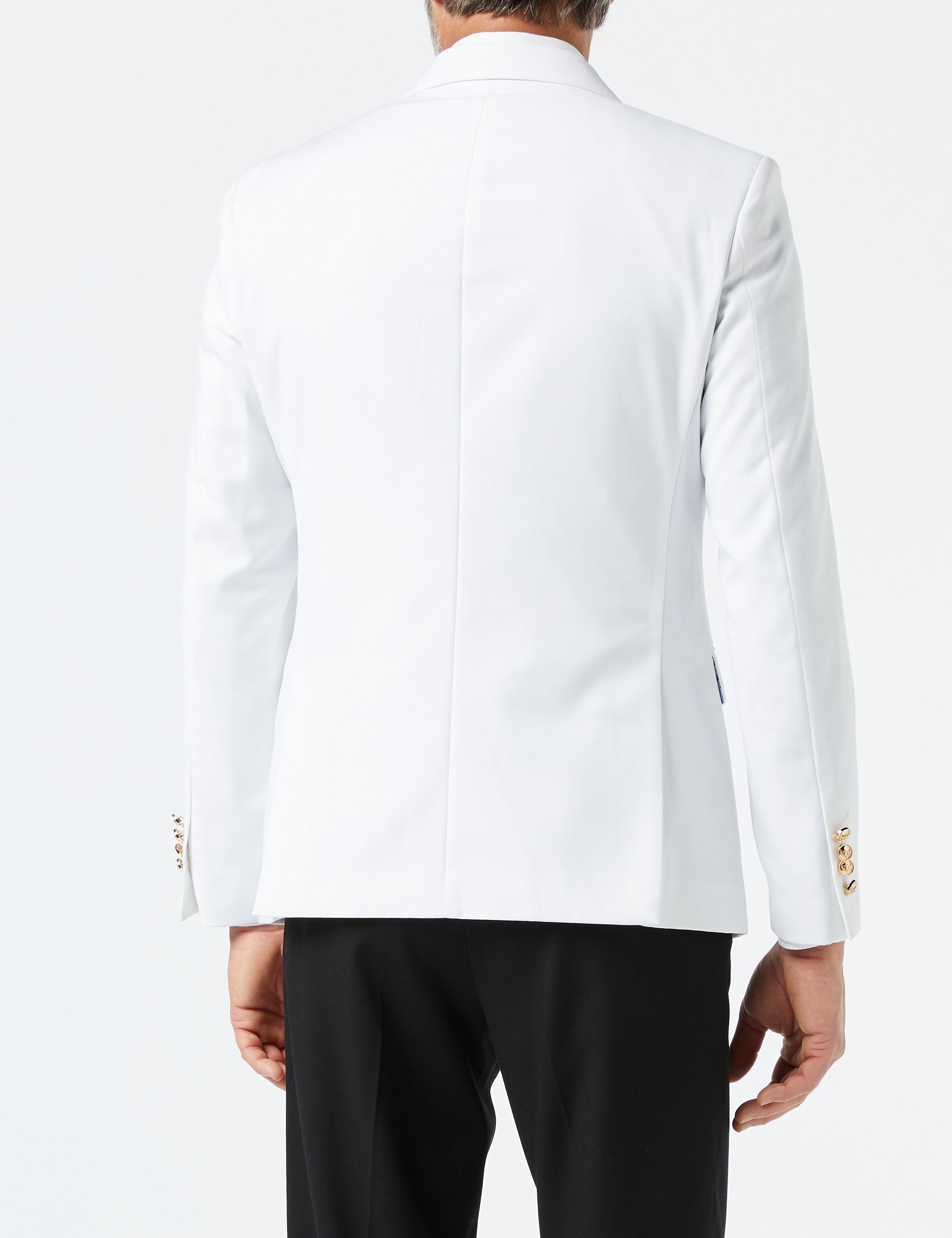 Double Breasted Gold Button White Jacket