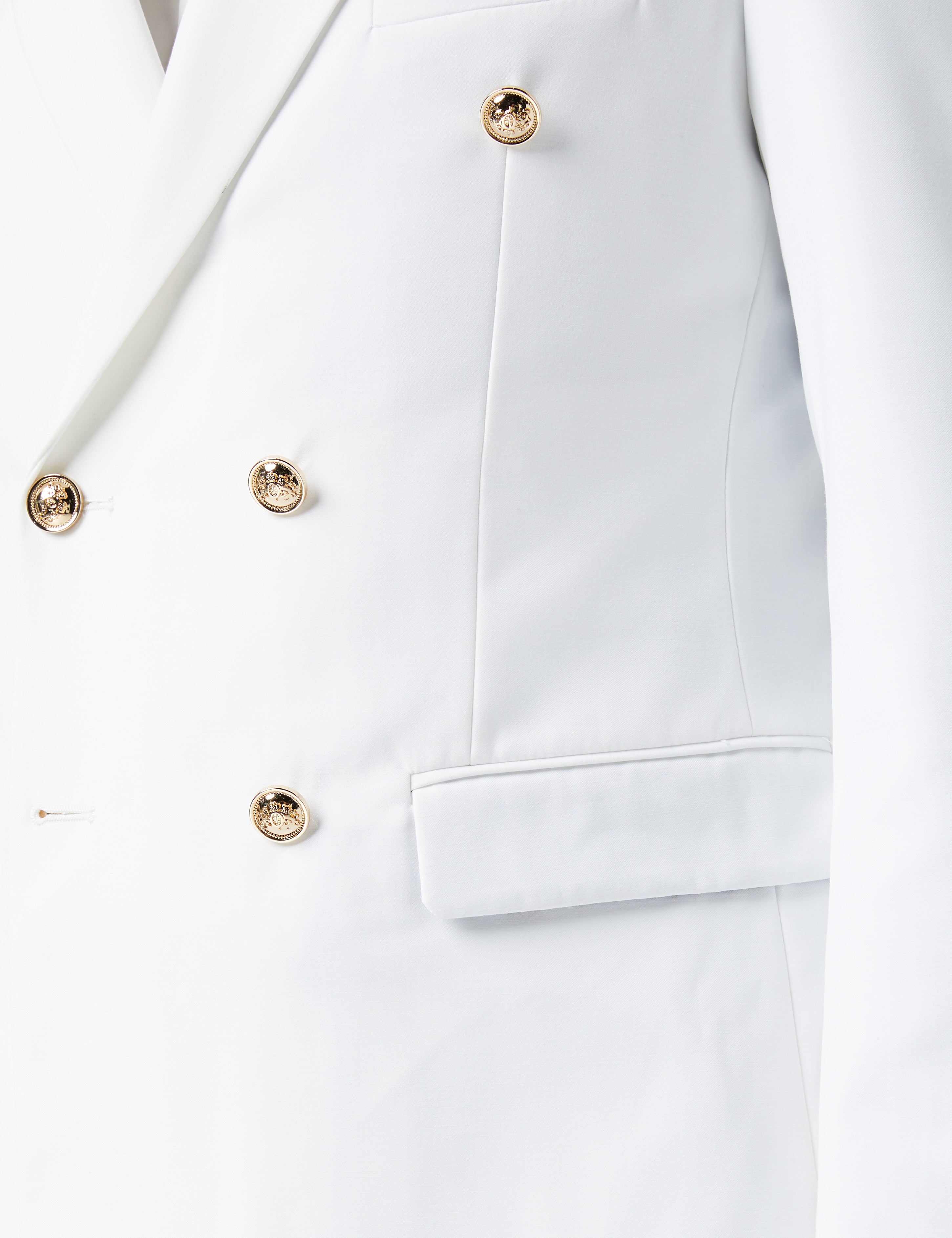 Double Breasted Gold Button White Jacket