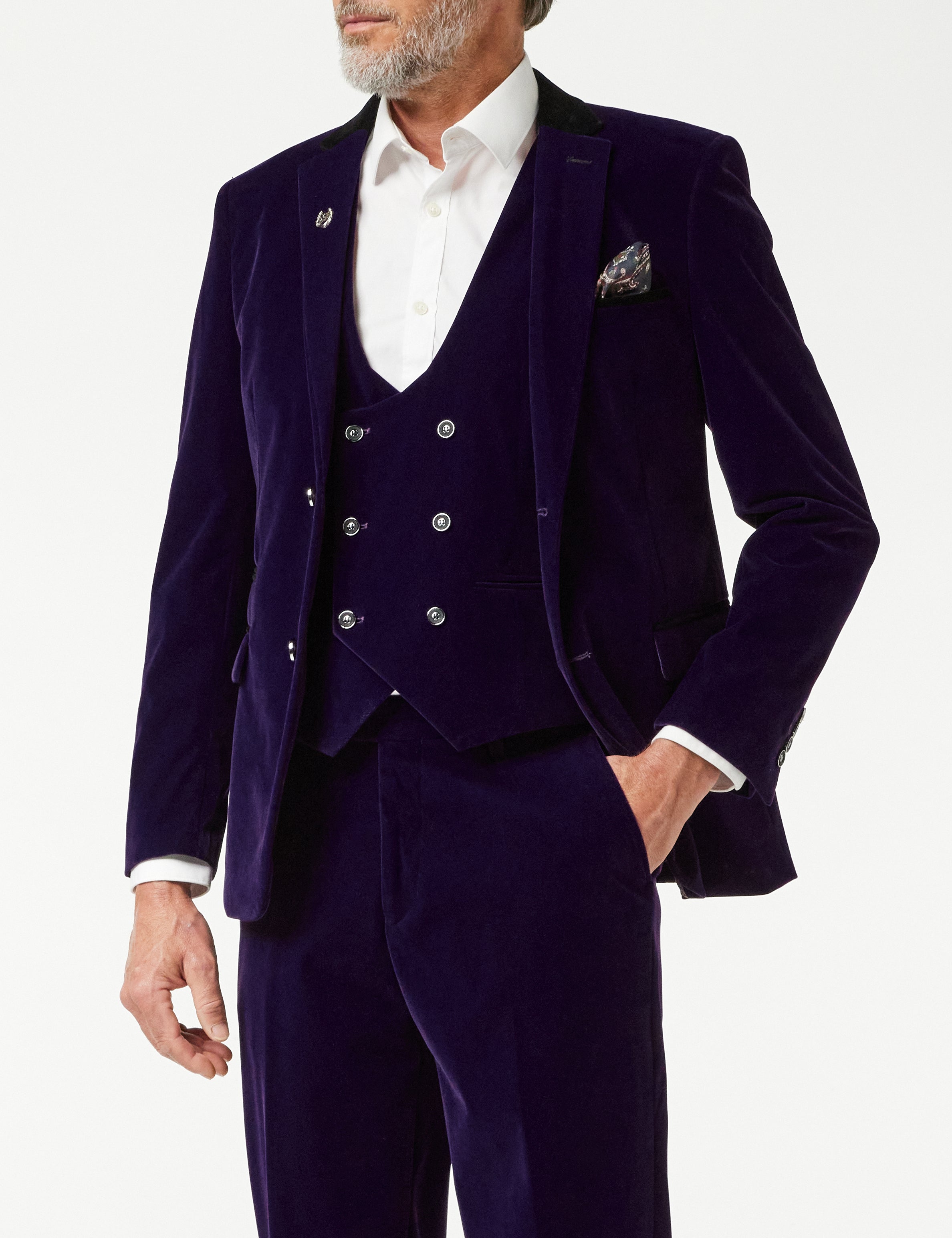 Purple Velvet 3 Piece Wedding Suit