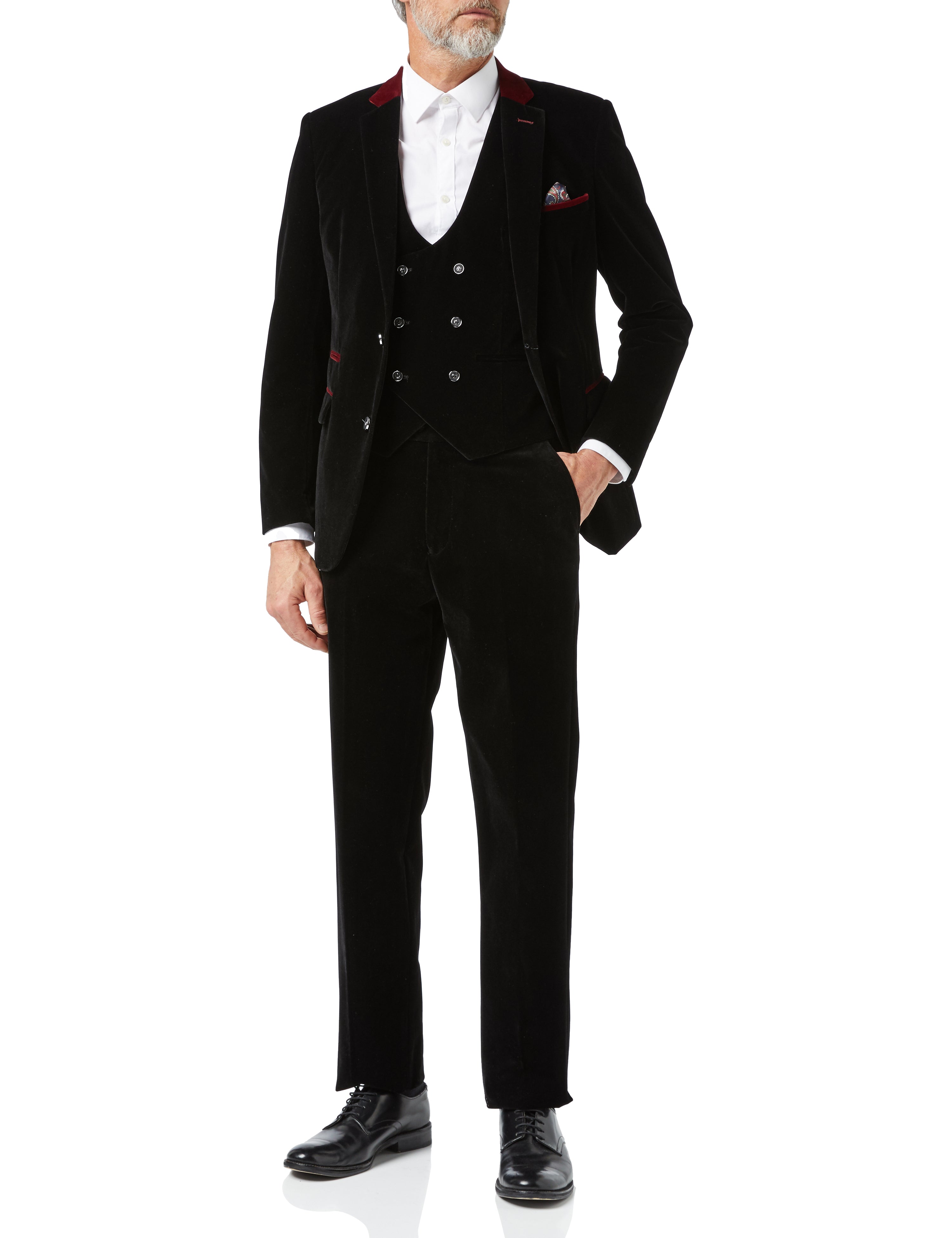 Black Velvet 3 Piece Wedding Suit