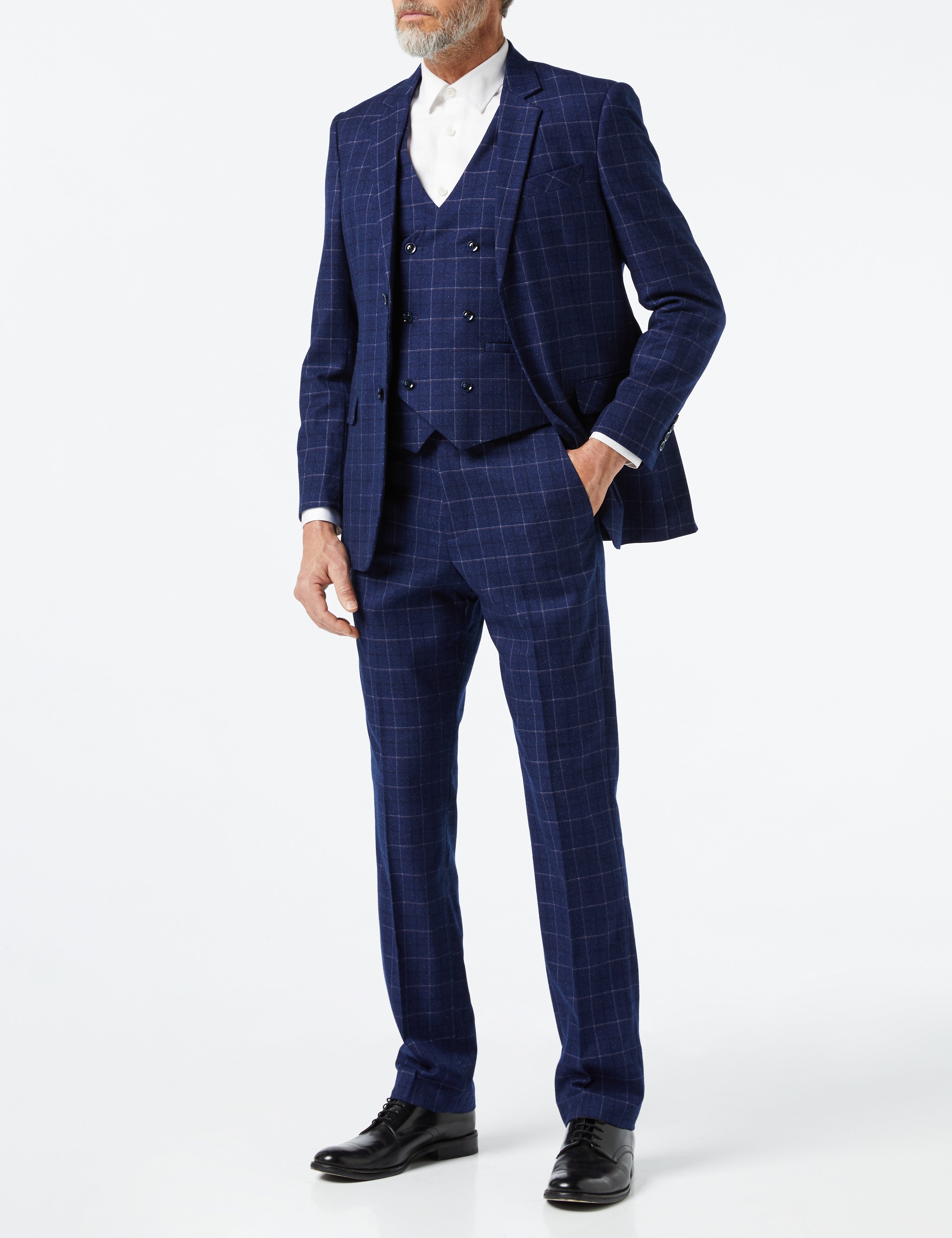 Navy Grid Check Suit