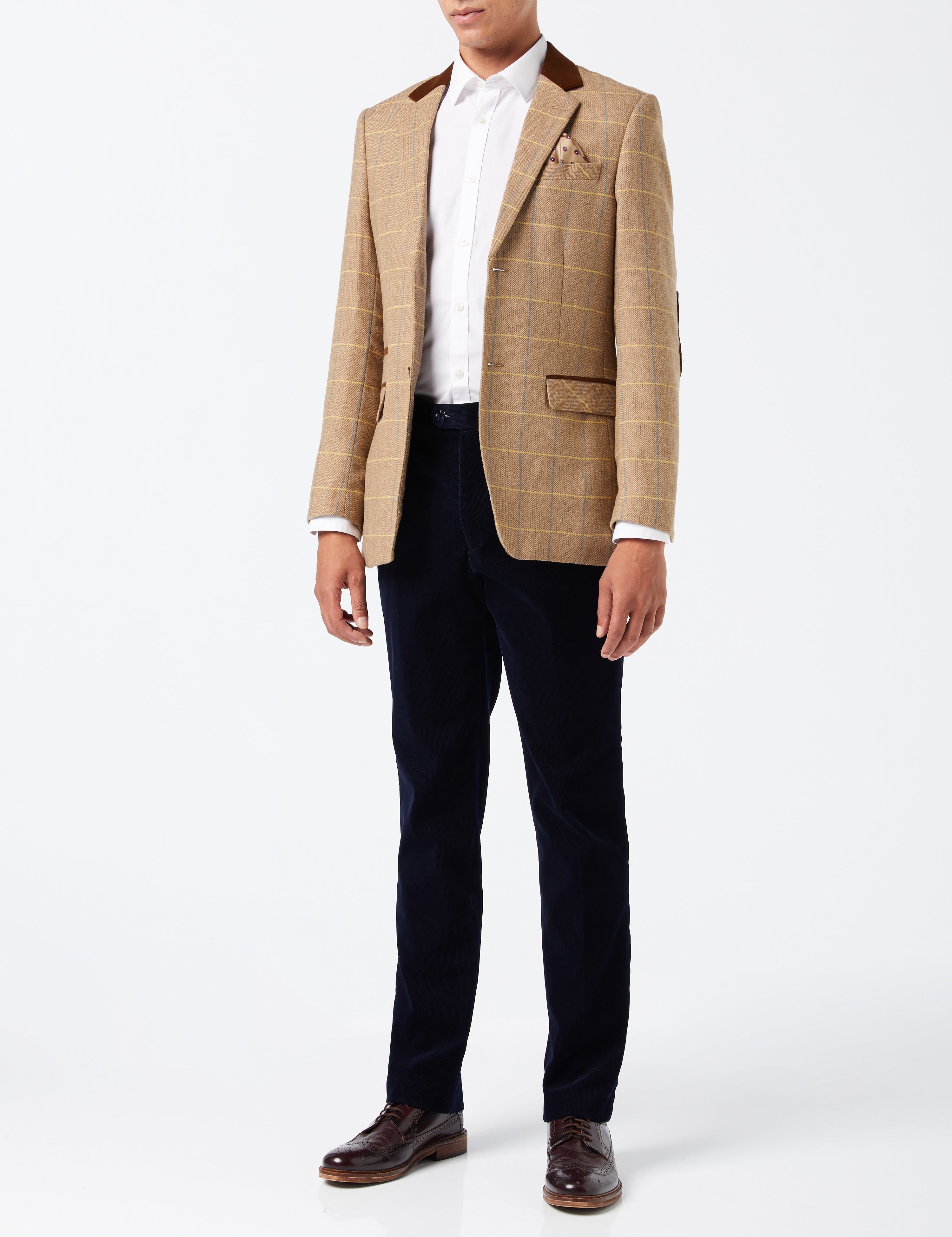 ELTON -  Light Brown Tweed Check Blazer