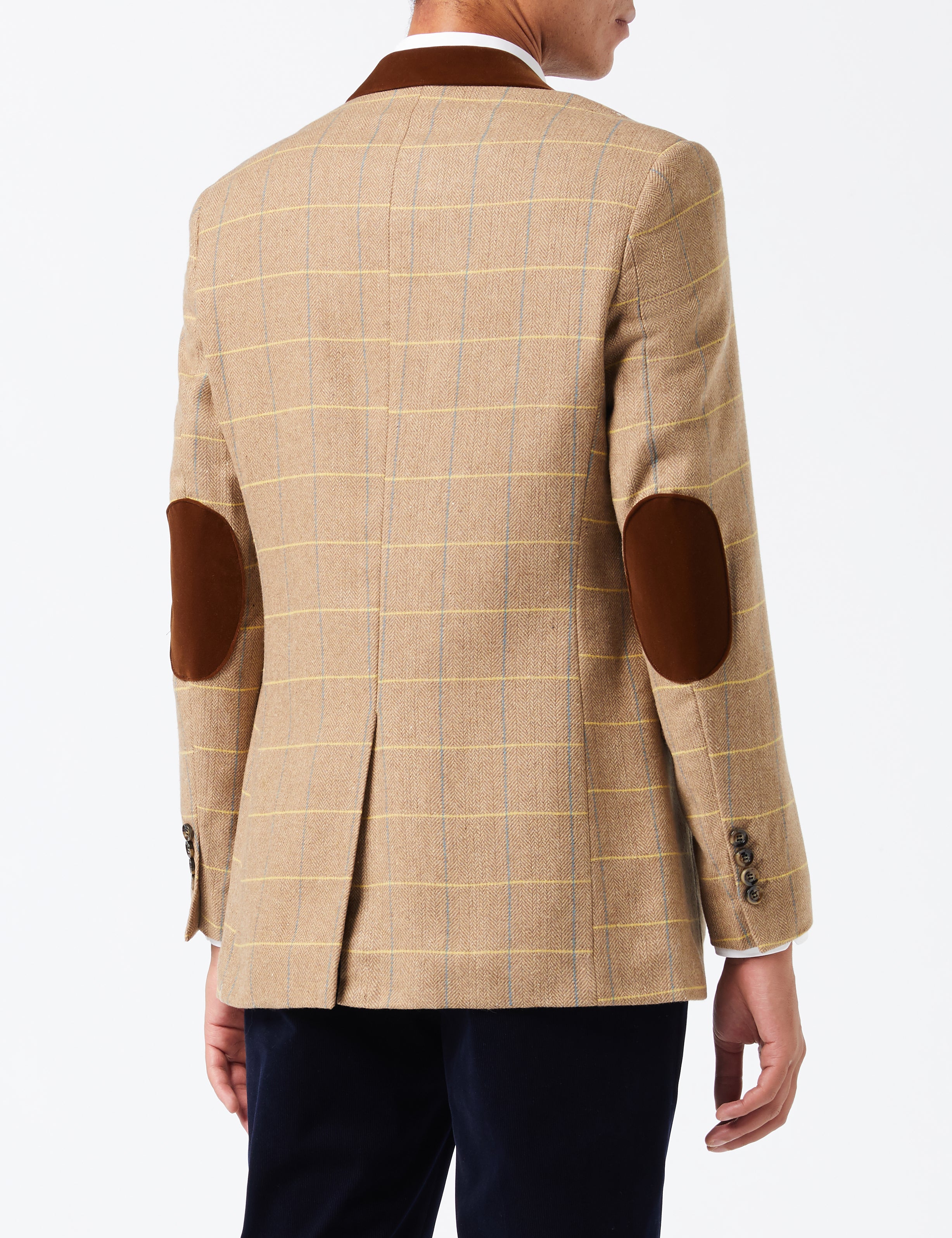 ELTON - Blazer marron clair en tweed à carreaux