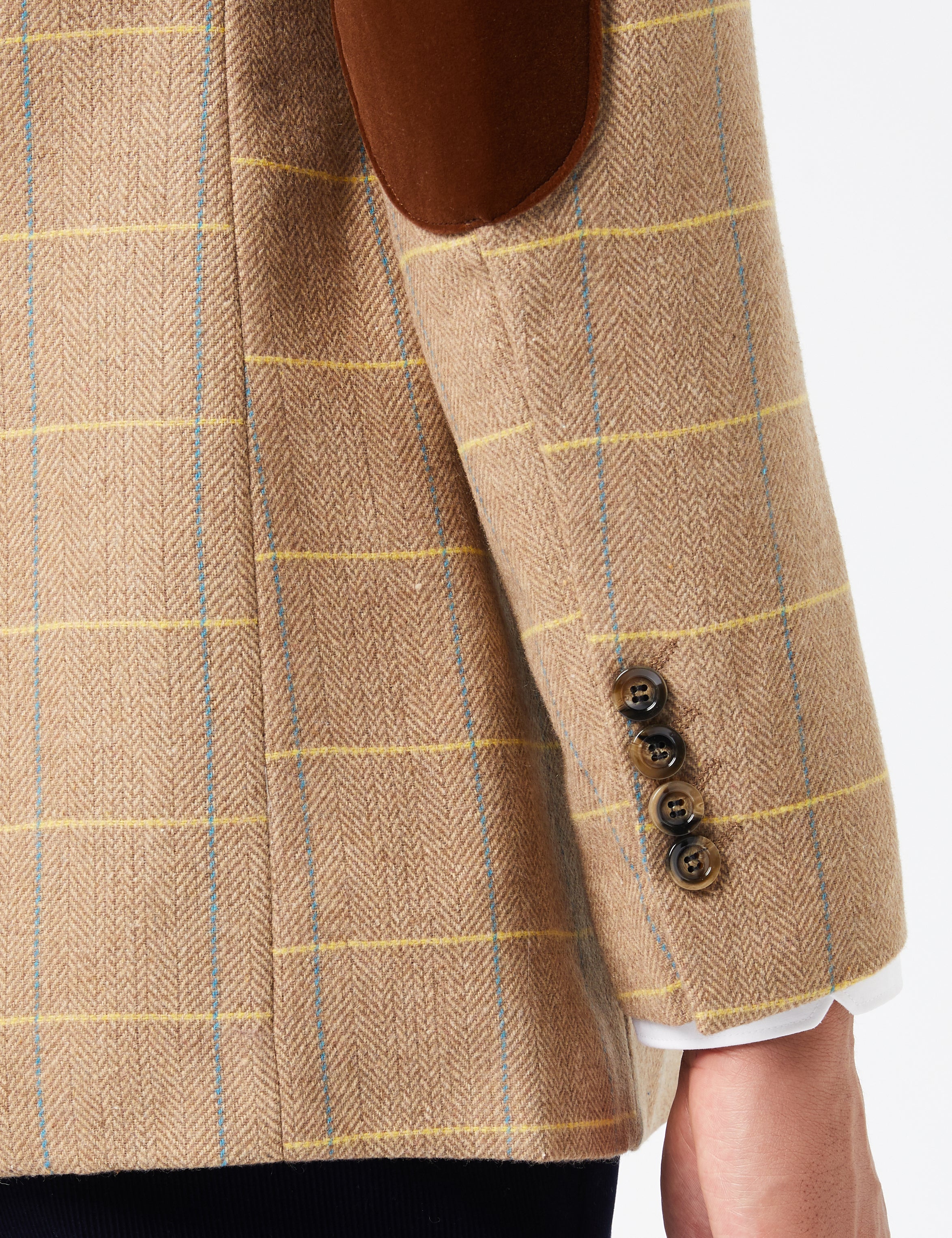 ELTON - Blazer marron clair en tweed à carreaux