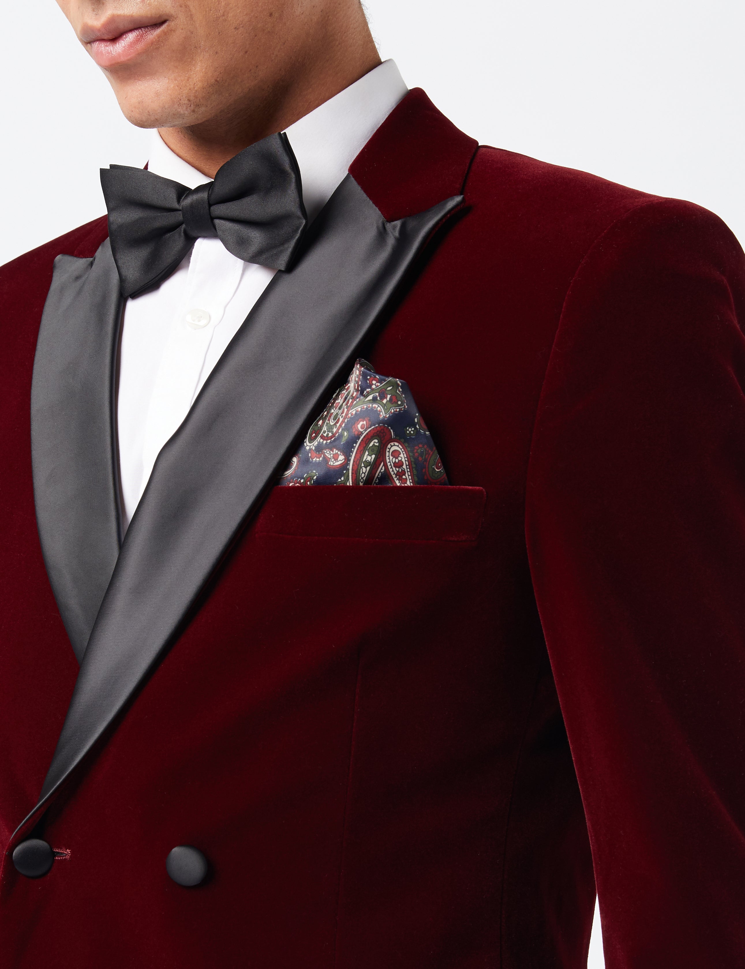 SMITH - BLAZER DE SMOKING BORDEAUX EN VELOURS DOUBLE BOUTONNAGE 