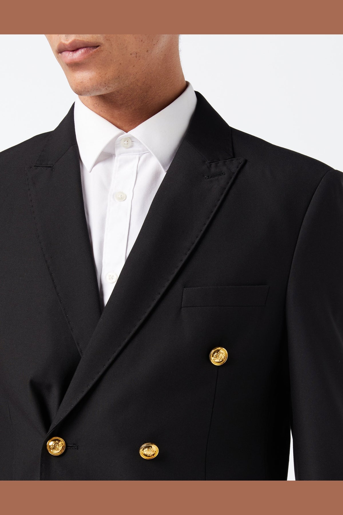 DOUBLE BREASTED GOLD BUTTON SUIT IN BLACK – XPOSED
