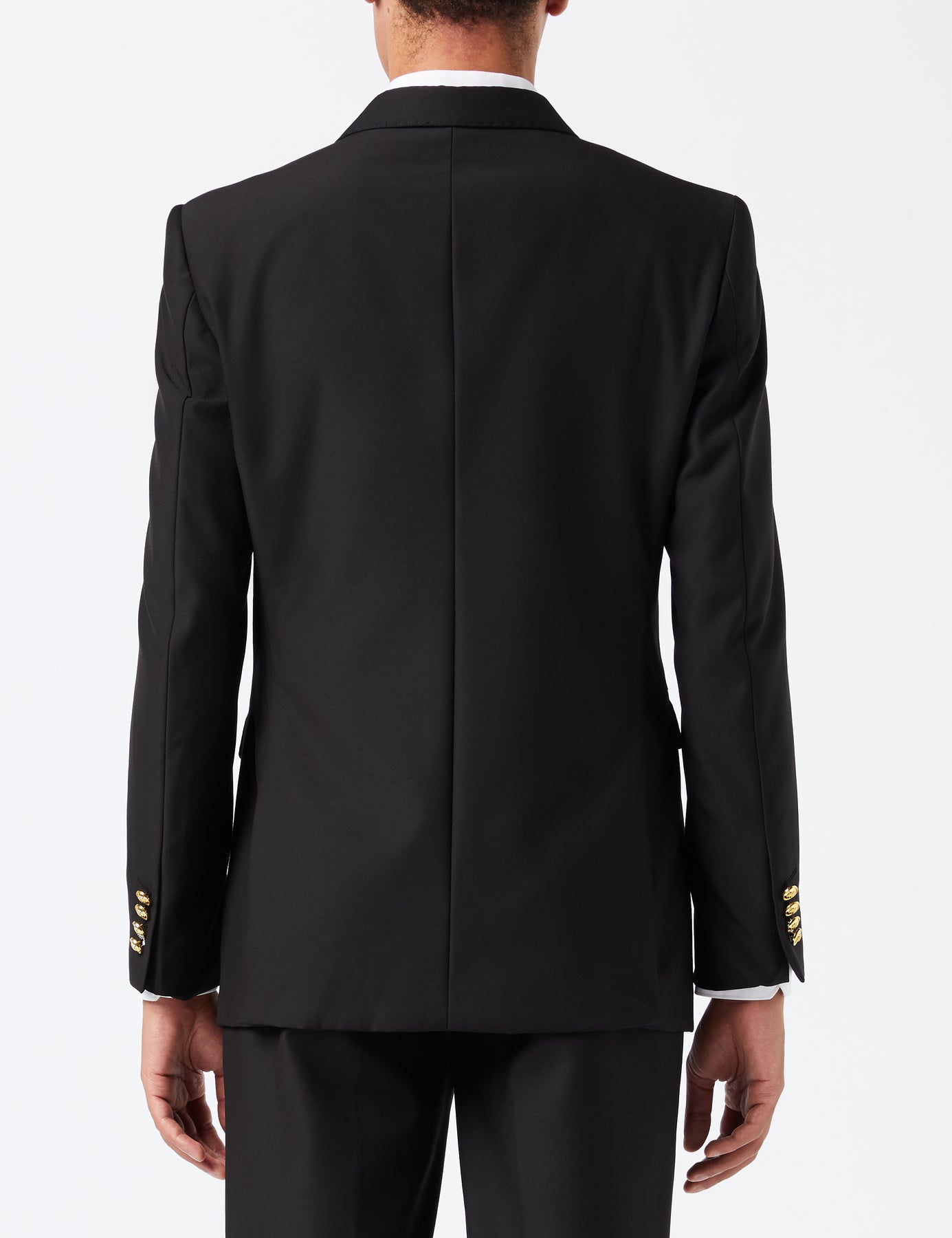 DOUBLE BREASTED GOLD BUTTON SUIT IN BLACK – XPOSED